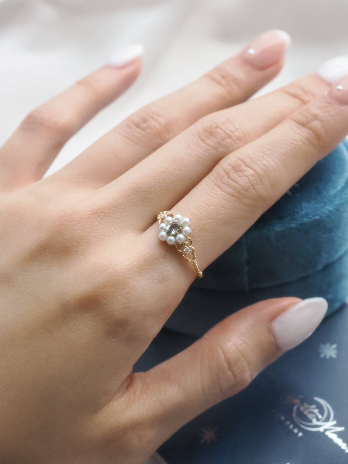 Georgia 14K Gold Green Sapphire Cluster Ring