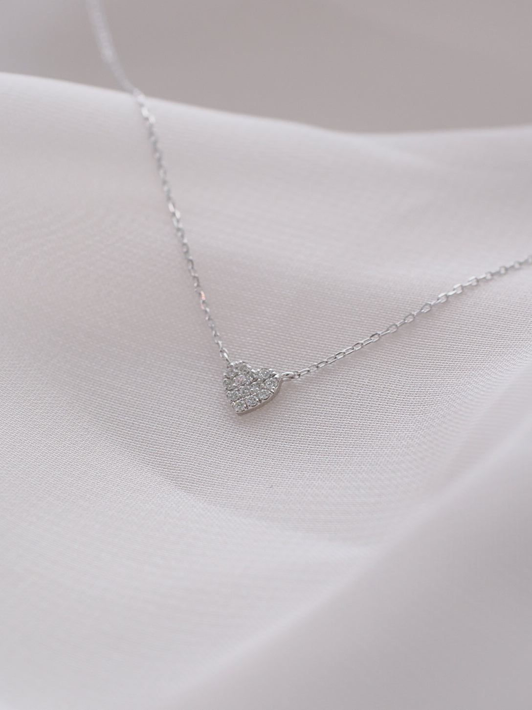 Love Story 14K White Gold Diamond Pavé Heart Necklace