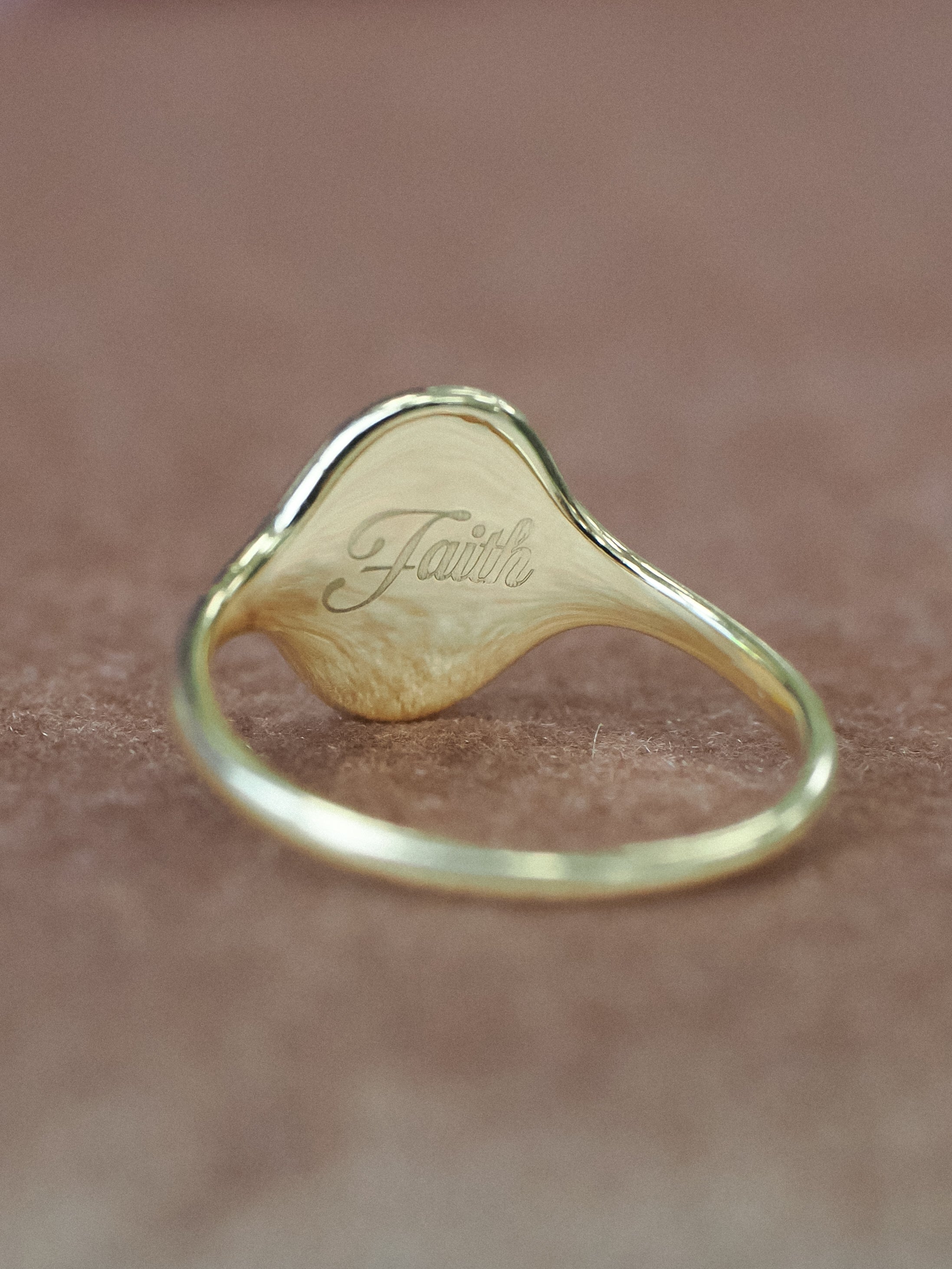Heirloom 14K Yellow Gold Initial Diamond Signet Ring