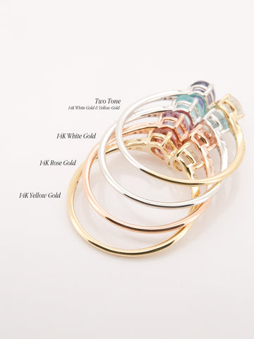 14K White & Yellow Gold Two Tone Heart Shaped Ring -  Toi et Moi