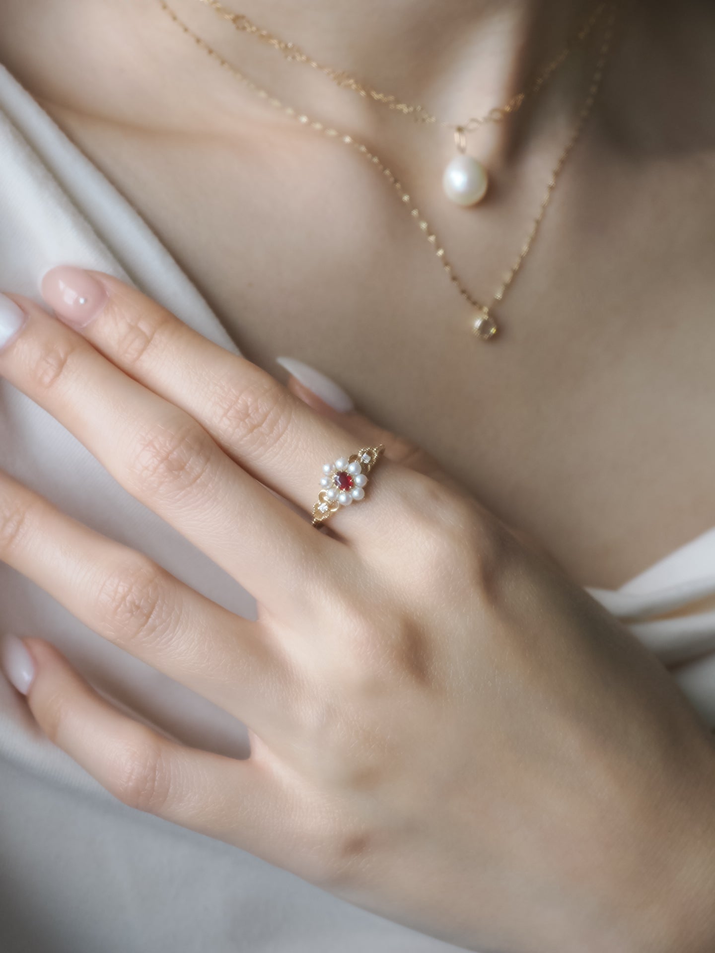 Georgia 14K Gold Ruby Cluster Ring