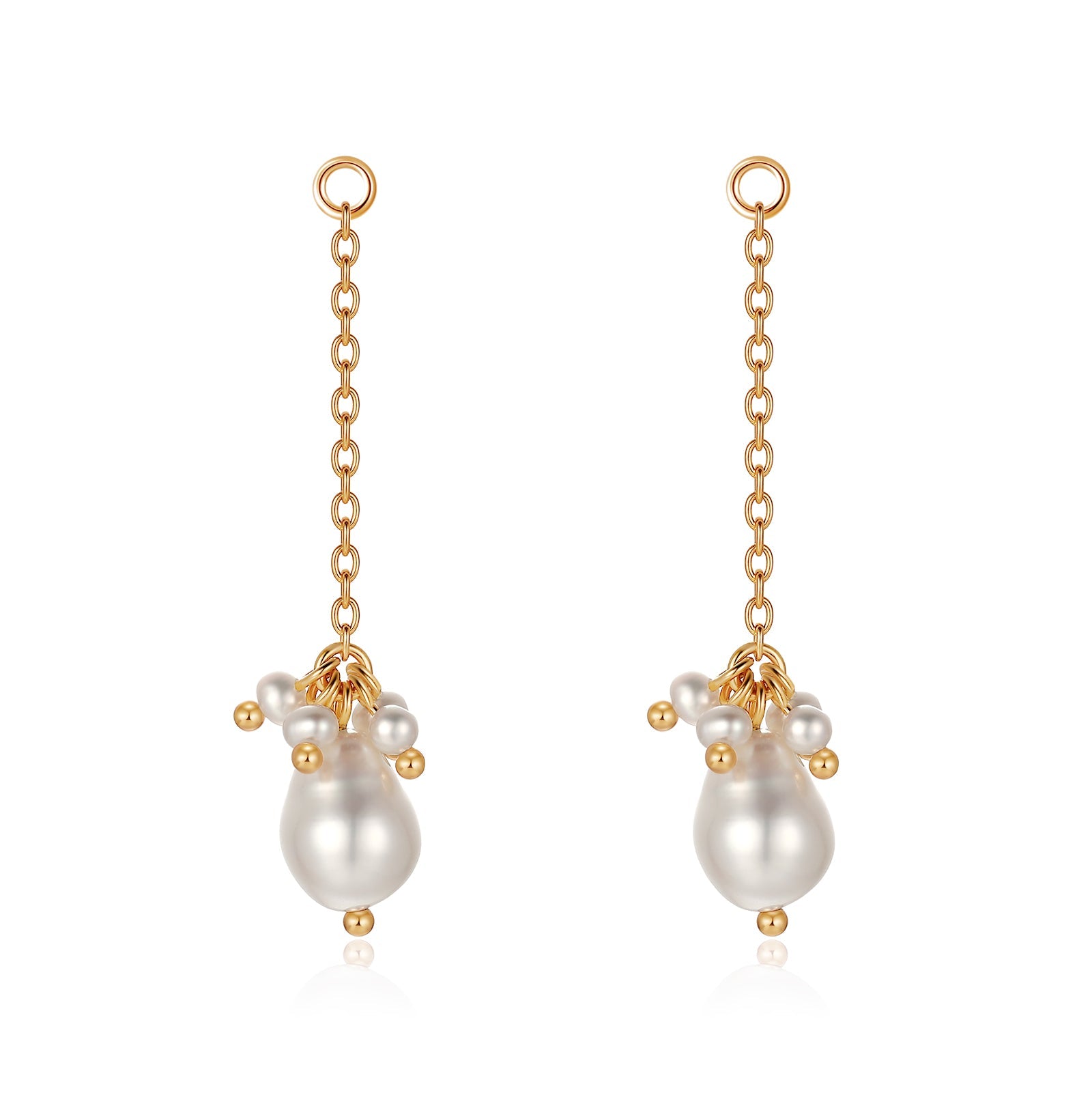 Moonstone & Pearl Gold Drop Earrings - Bewitched