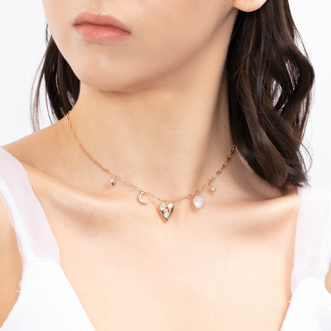 Moonstone Gold Choker - Heart Space