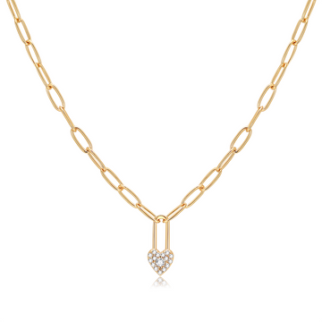 Gold Heart Lock Chain	Necklace