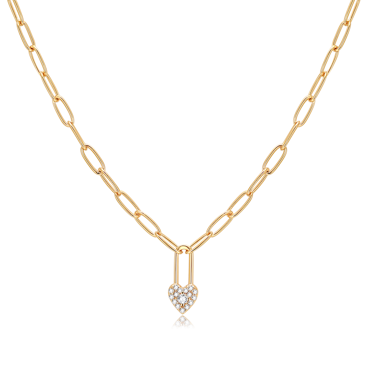 Gold Heart Lock Chain	Necklace