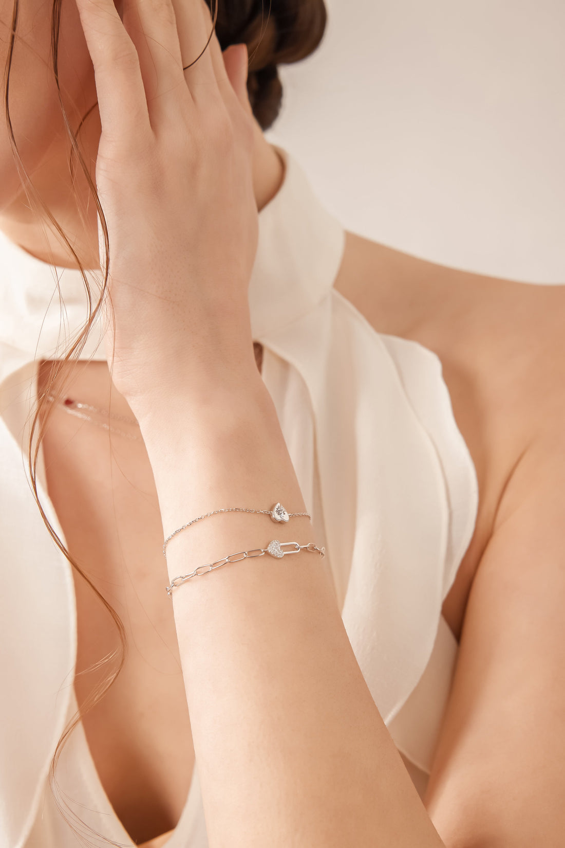 Silver Heart Lock Chain Bracelet