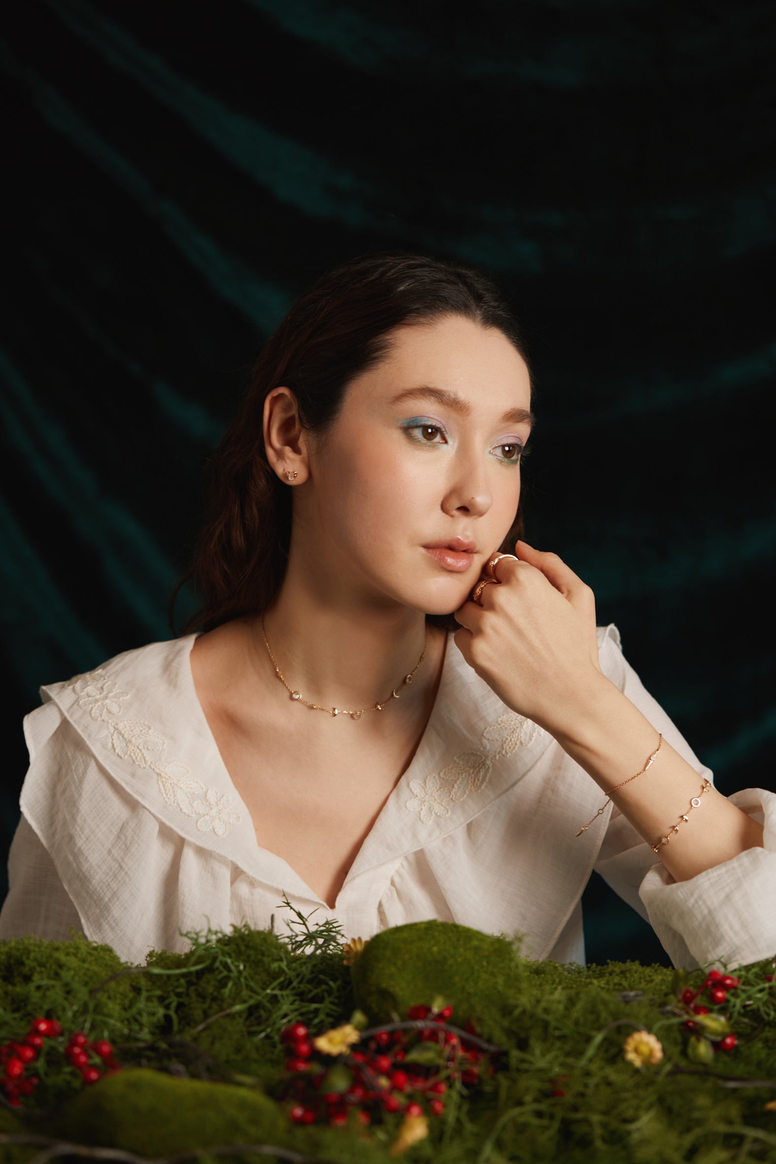 Moonstone Gold Heart Stud Earrings - Majesty