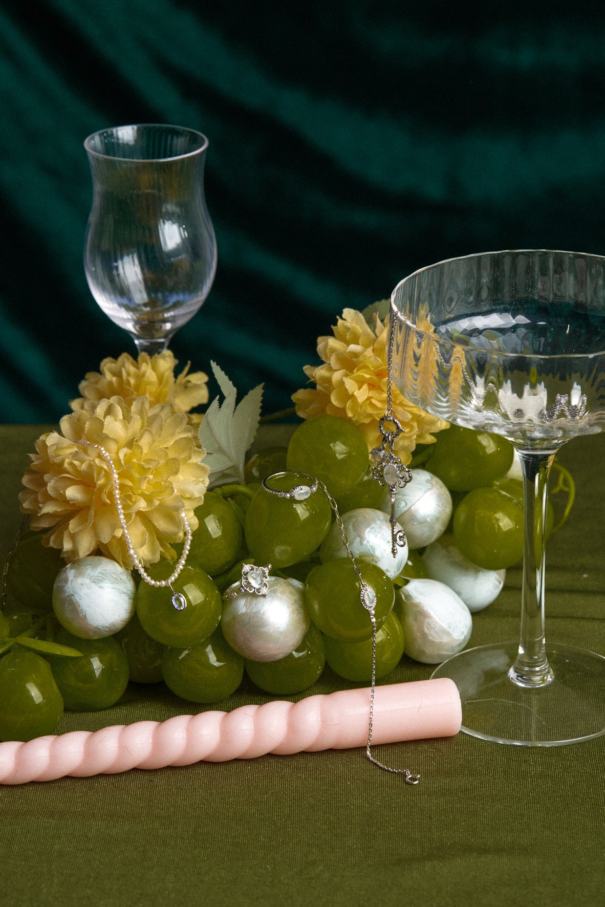 Moonstone & Pearl Silver Key Pendant - Bewitched