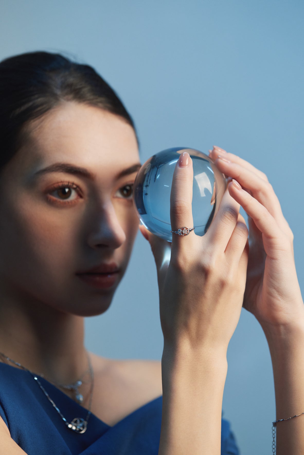 Moonstone Silver Moon & Star Ring - Celeste