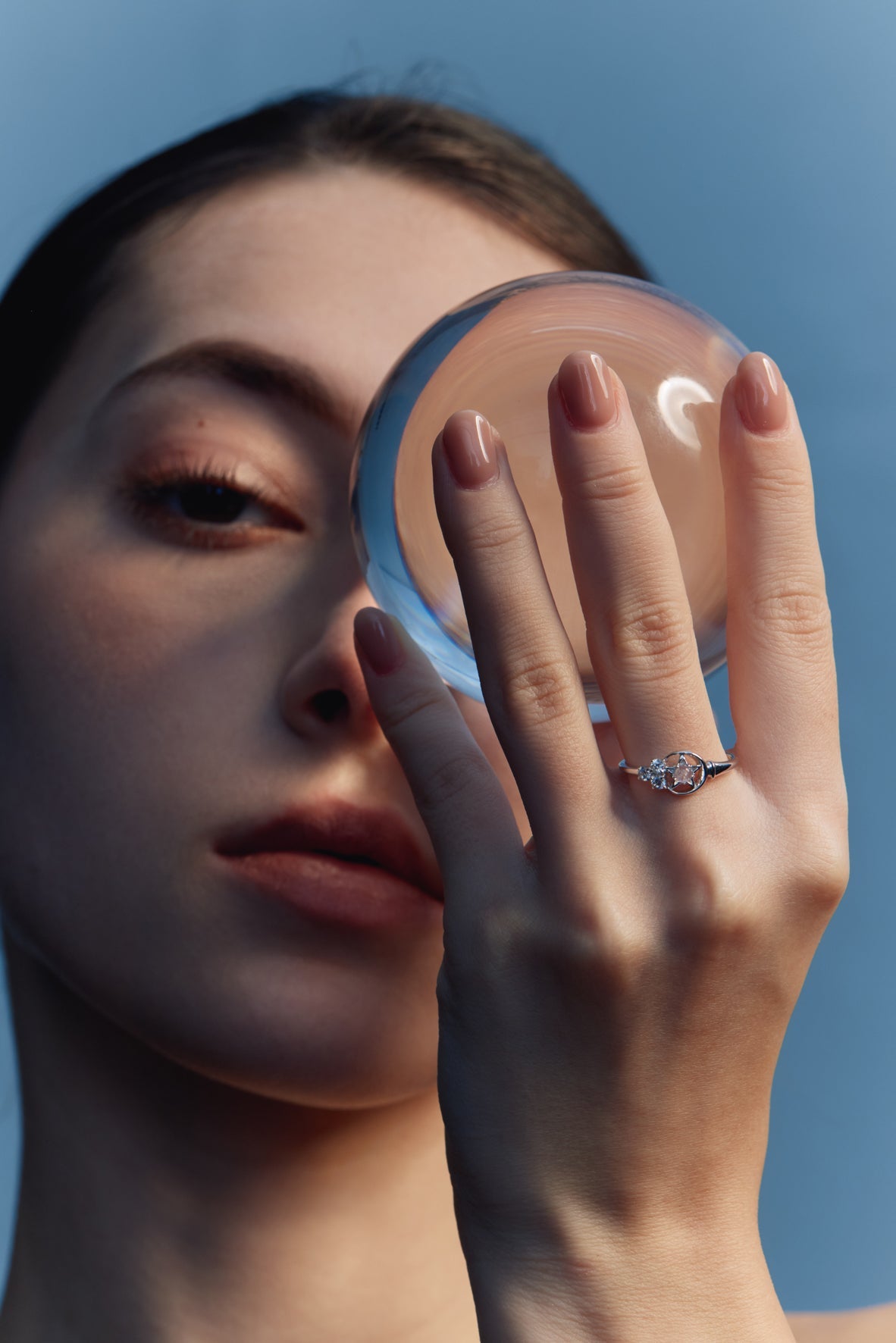 Moonstone Silver Moon & Star Ring - Celeste