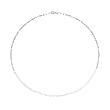 Freshwater Pearl Silver Link Necklace