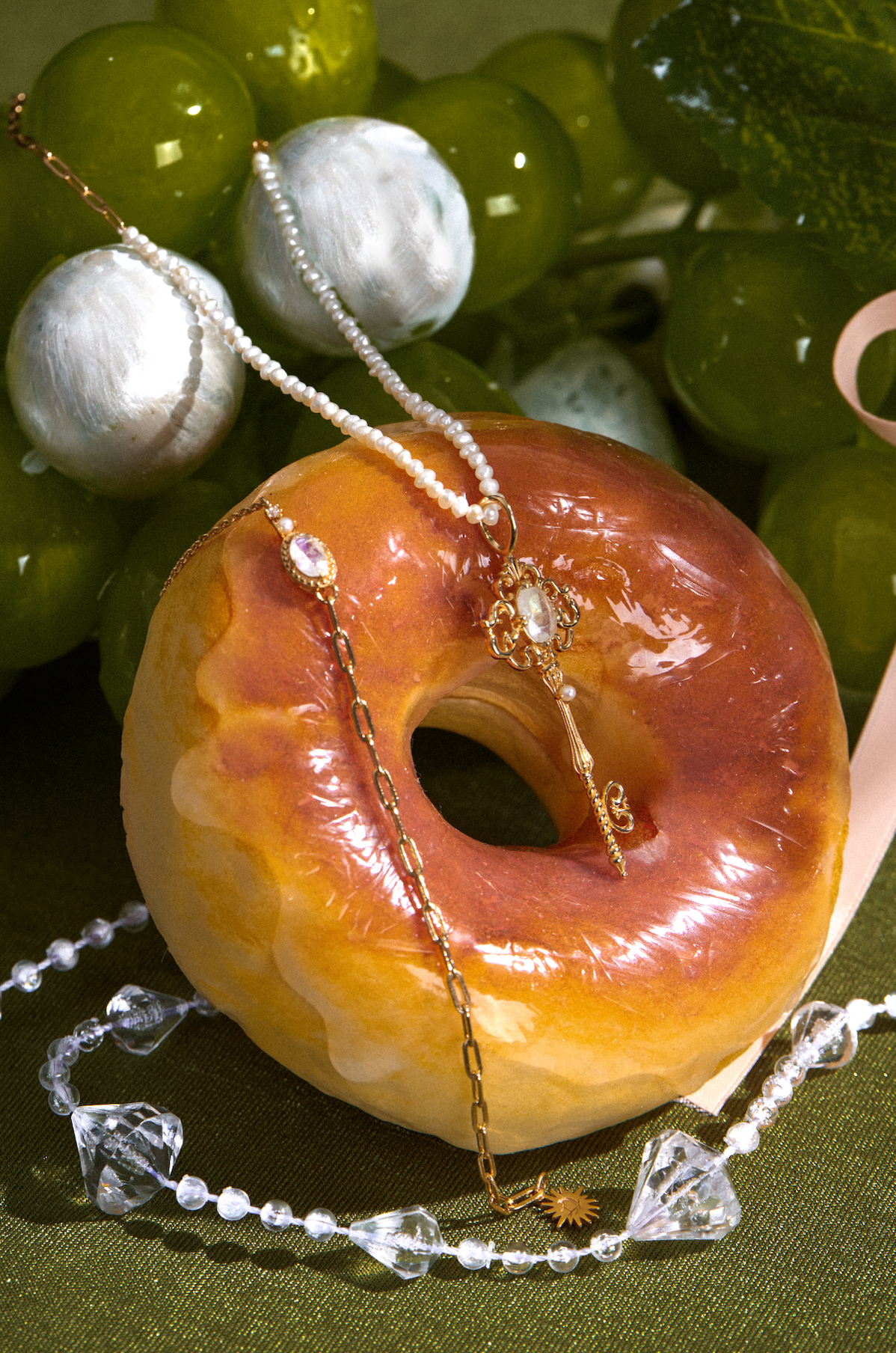 Freshwater Pearl Gold Link Necklace