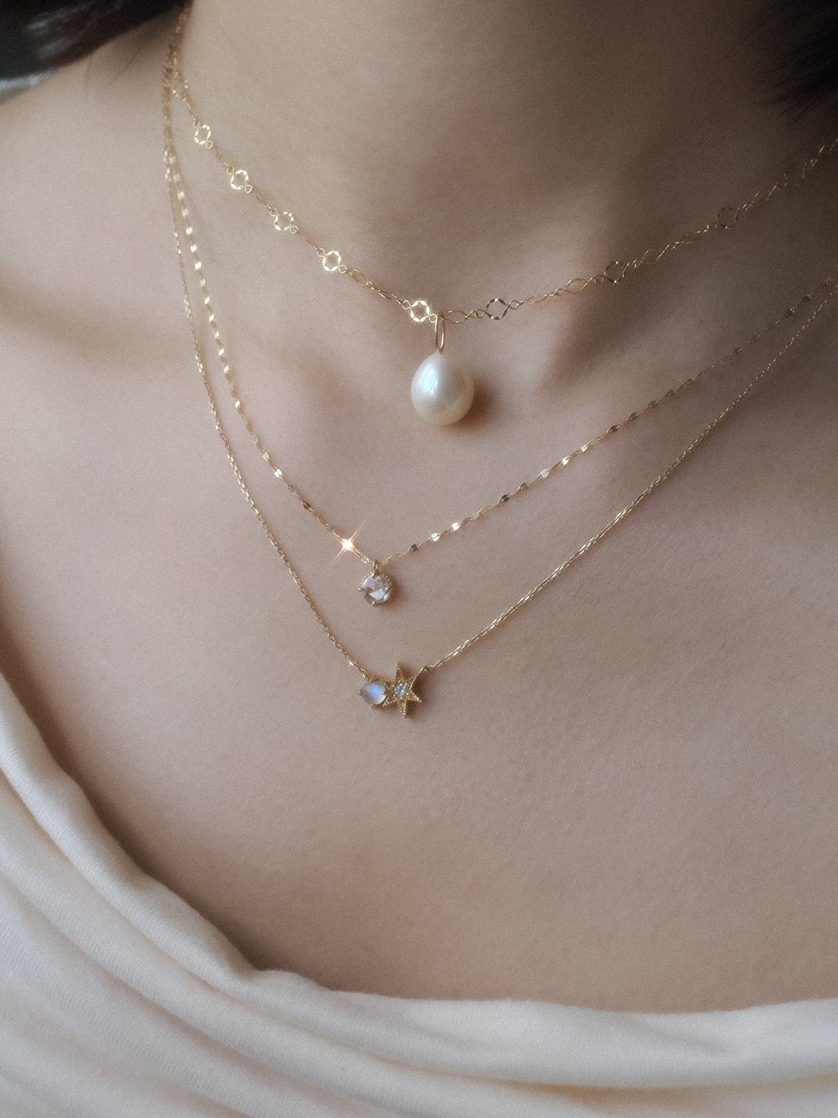 Ethereal 14K Yellow Gold Rose Cut Diamond Necklace