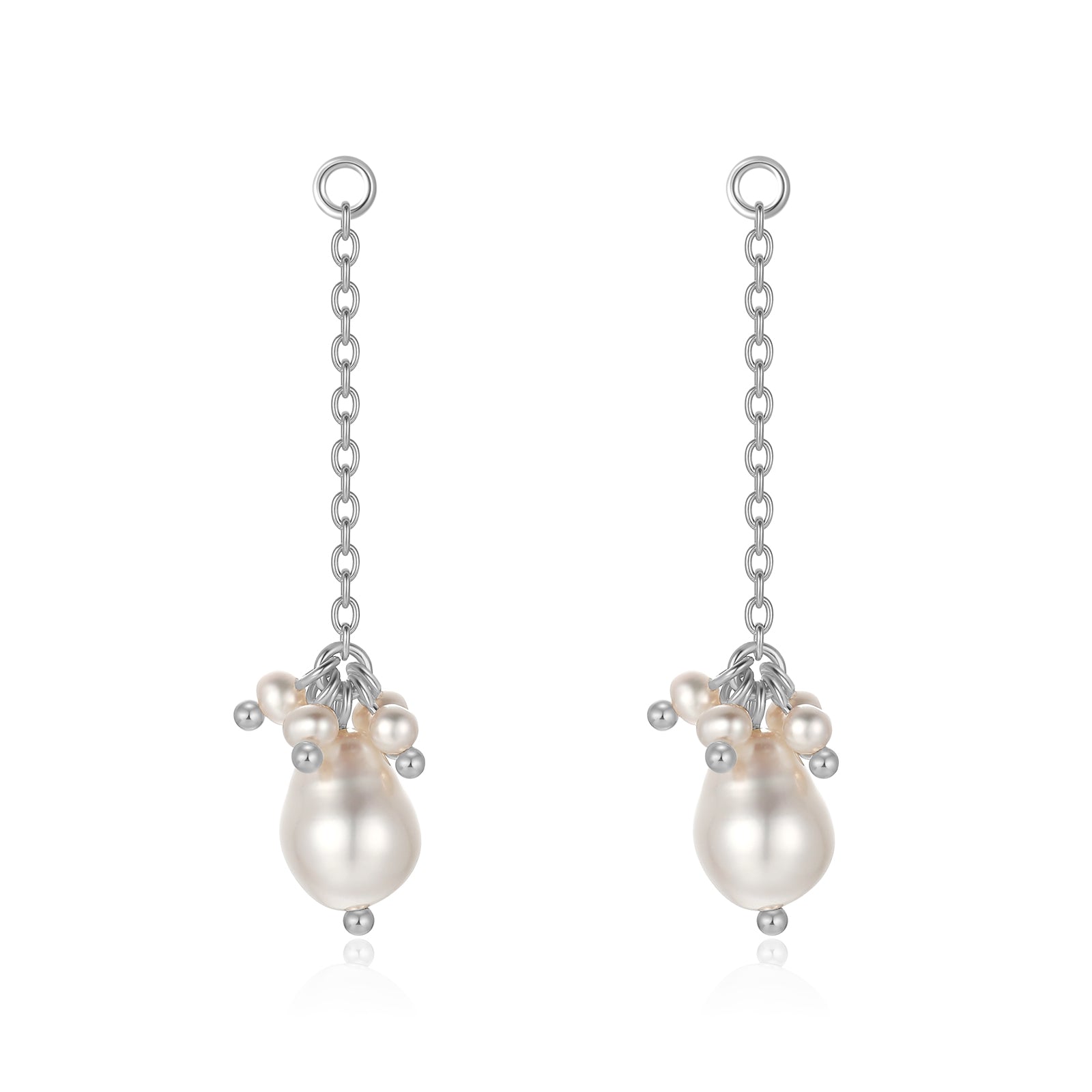 Moonstone & Pearl Silver Drop Earrings - Bewitched