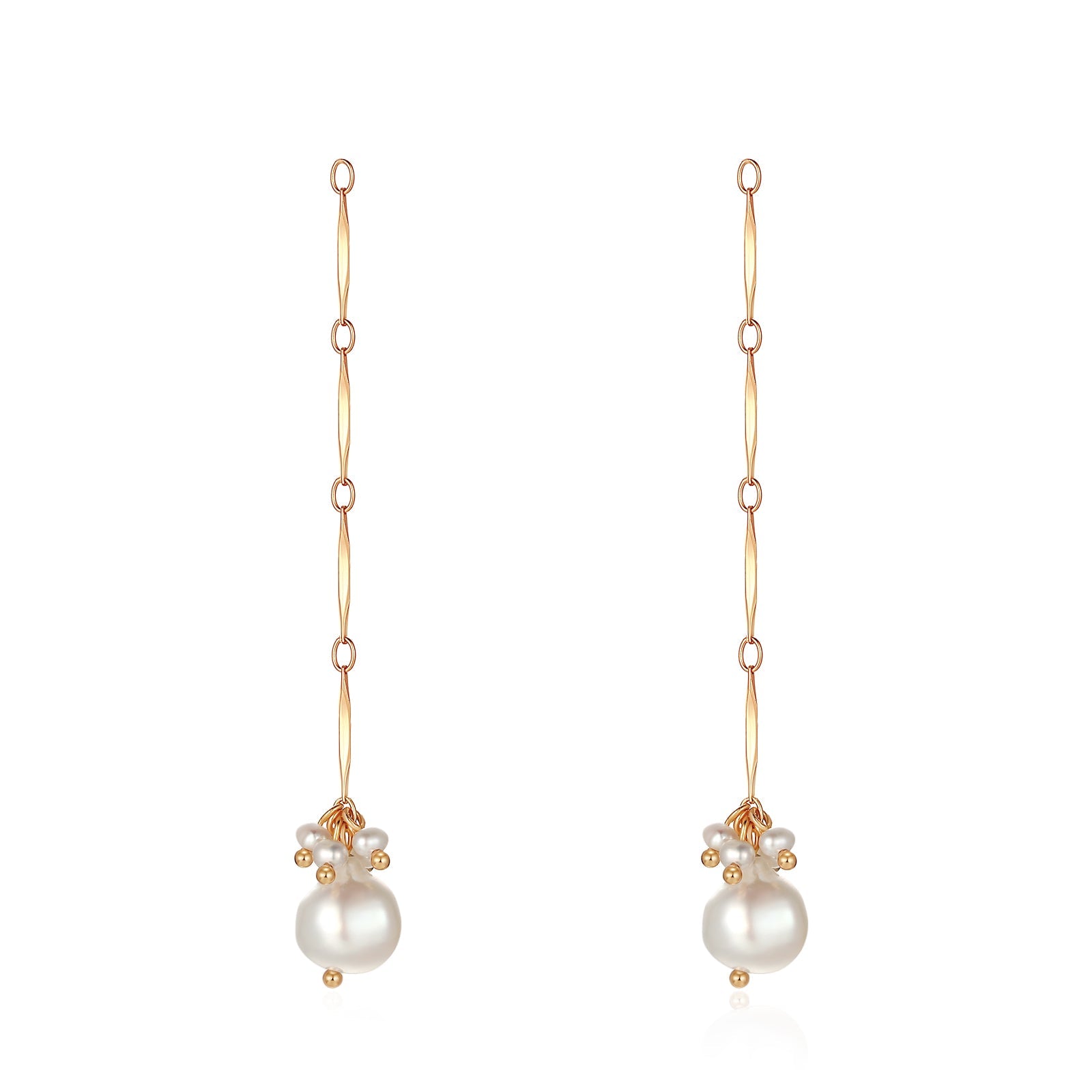 Moonstone & Pearl Gold Drop Earrings - Bewitched