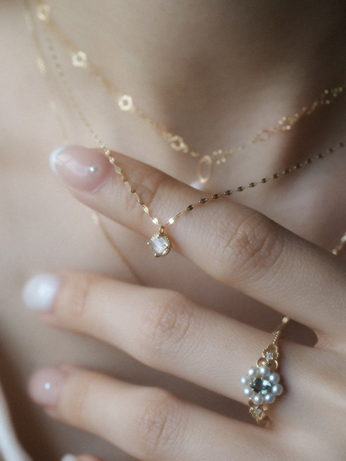 Ethereal 14K Yellow Gold Rose Cut Diamond Necklace