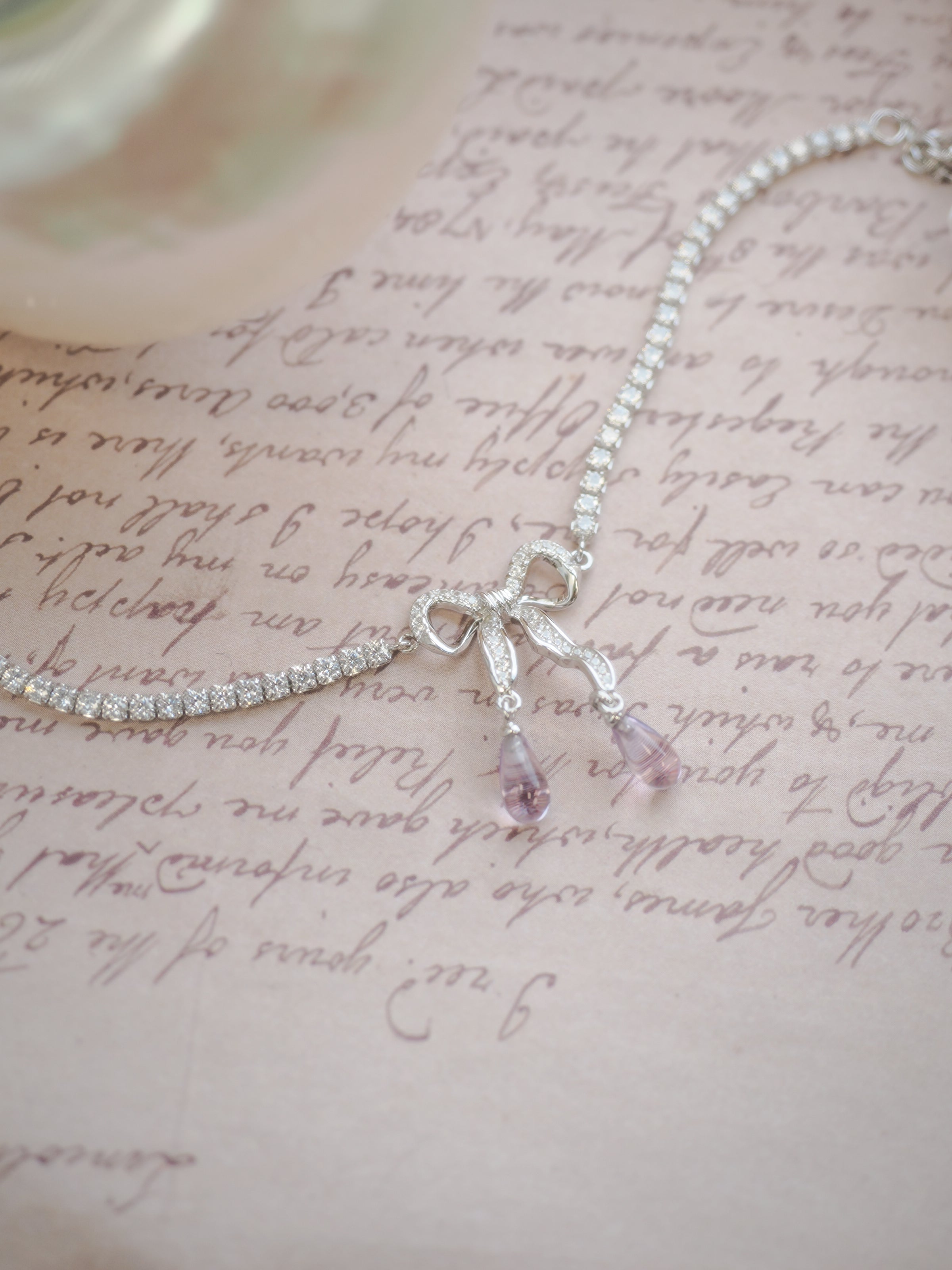 Amethyst Silver Bow Tennis Bracelet - Alice