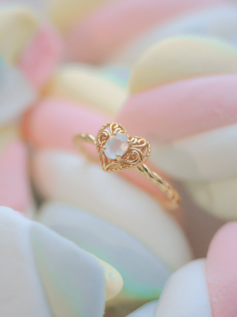 Moonstone Gold Heart Ring - Majesty