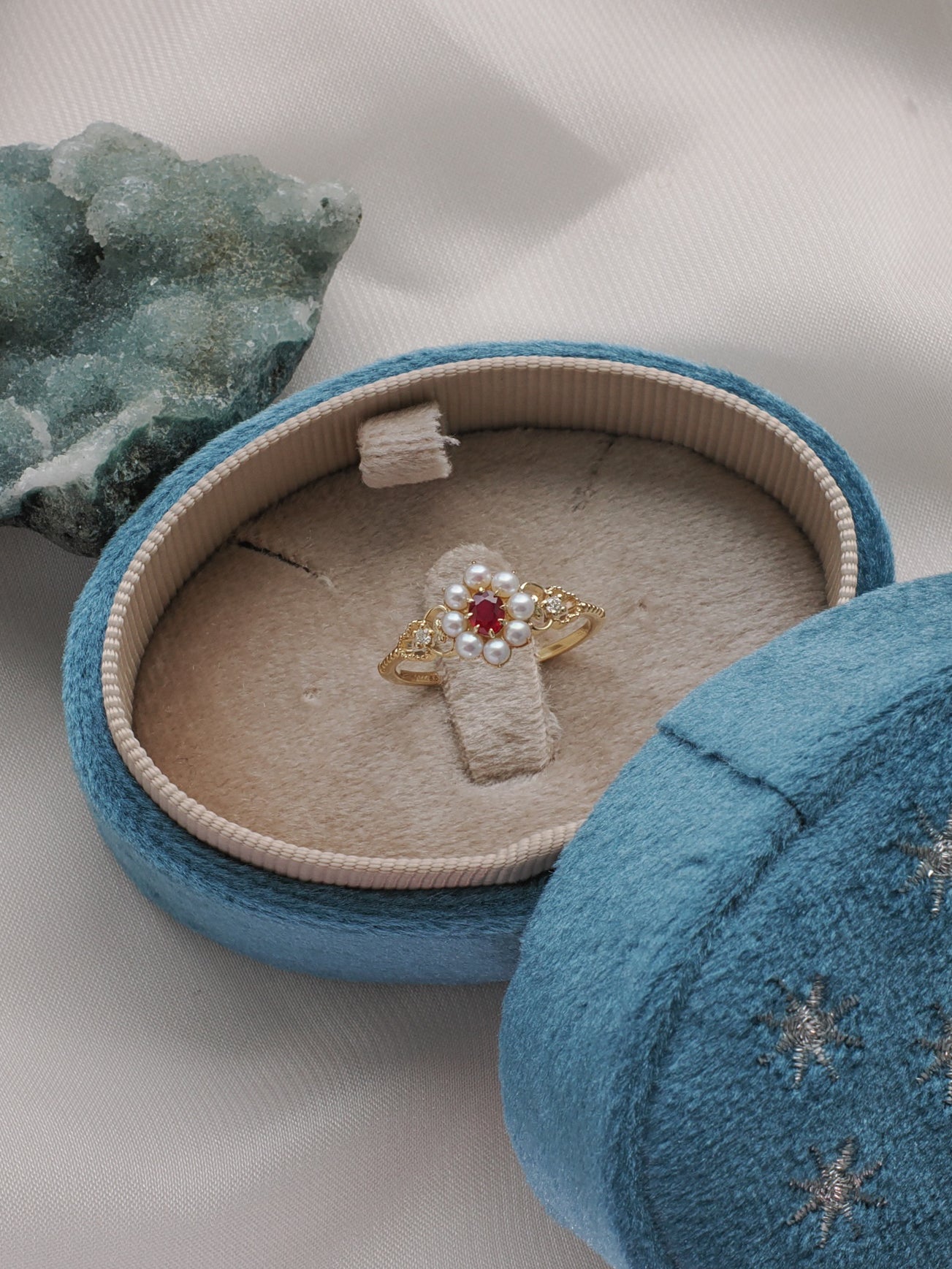 Georgia 14K Gold Ruby Cluster Ring