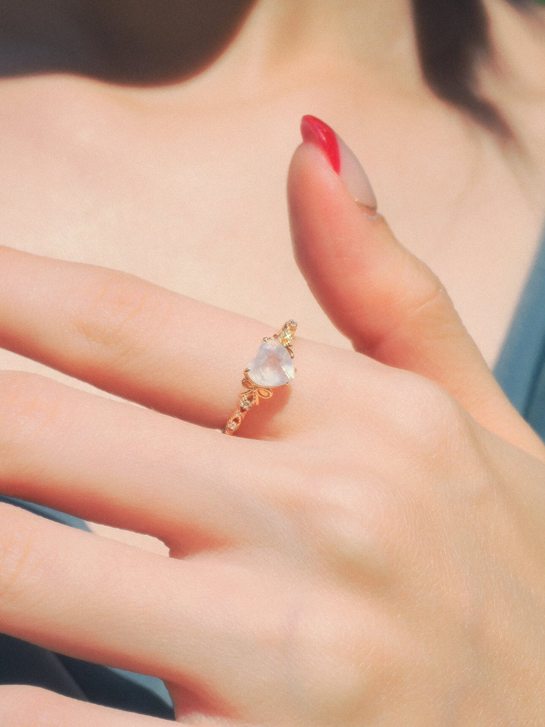 Moonstone Gold Heart Ring - Treasure