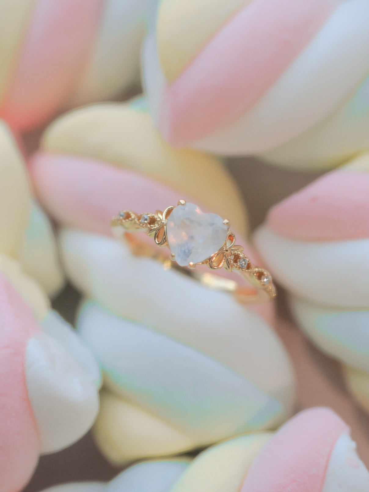 Moonstone Gold Heart Ring - Treasure