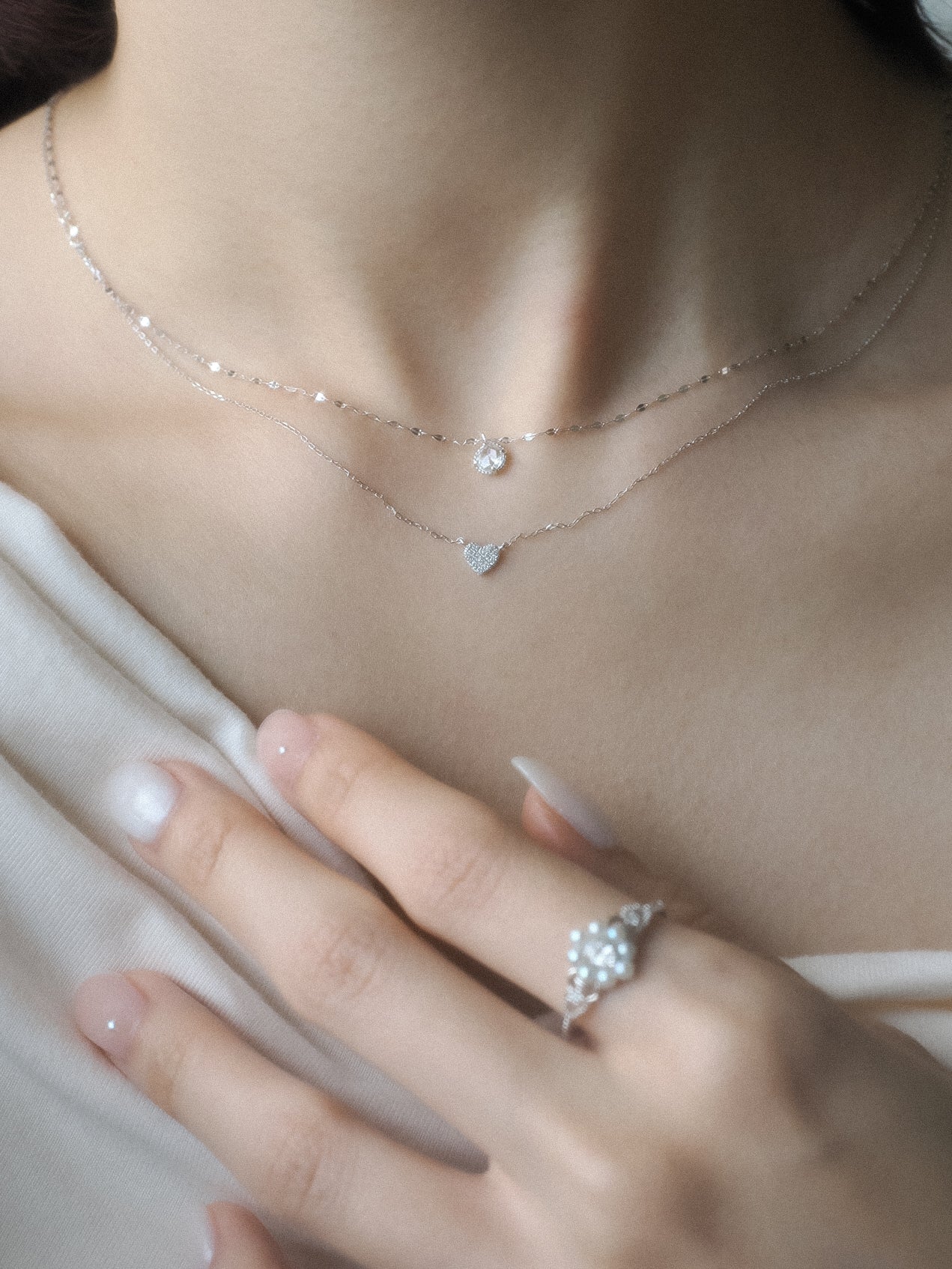 Love Story 14K White Gold Diamond Pavé Heart Necklace