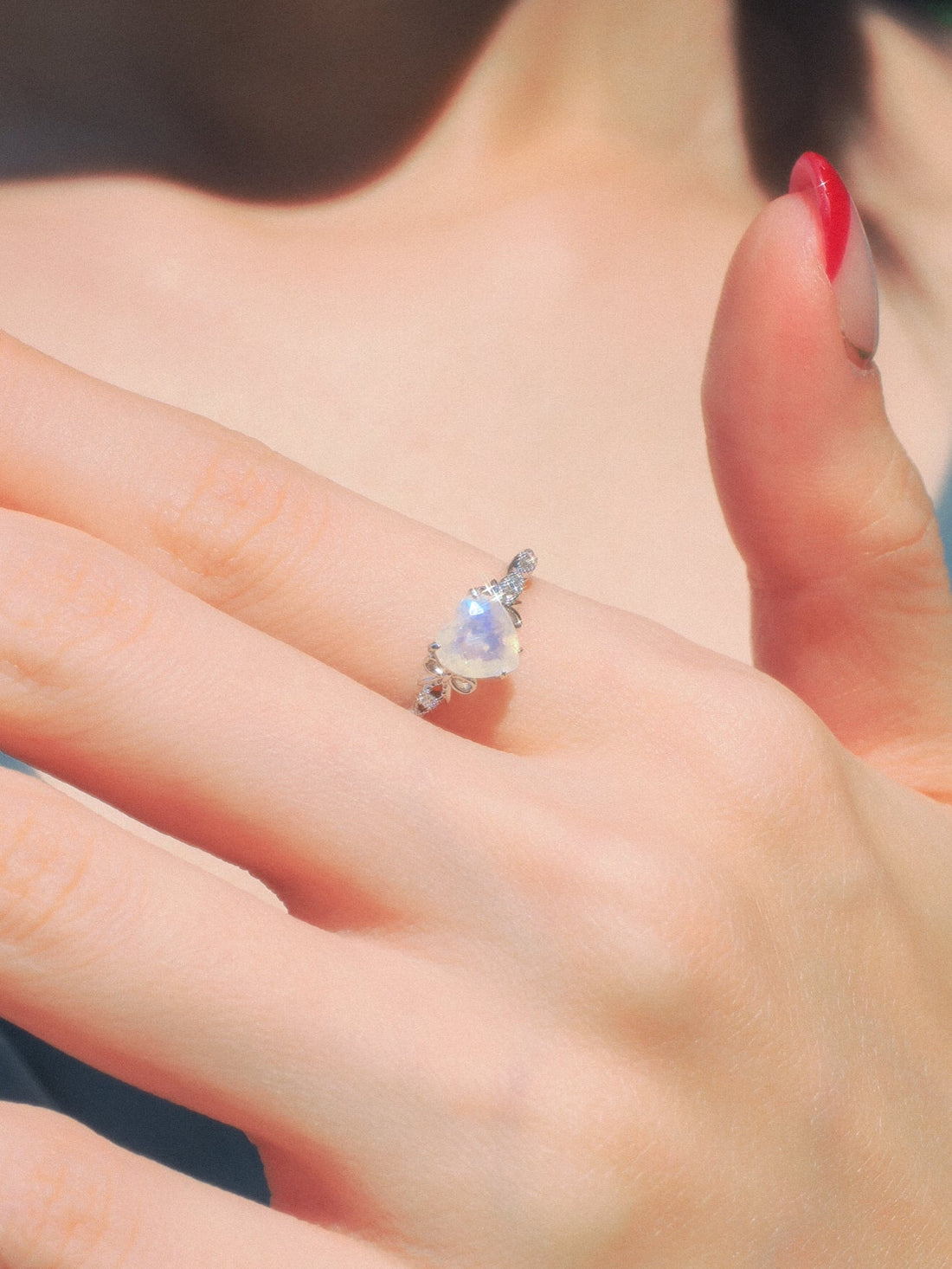 Moonstone Silver Heart Ring - Treasure