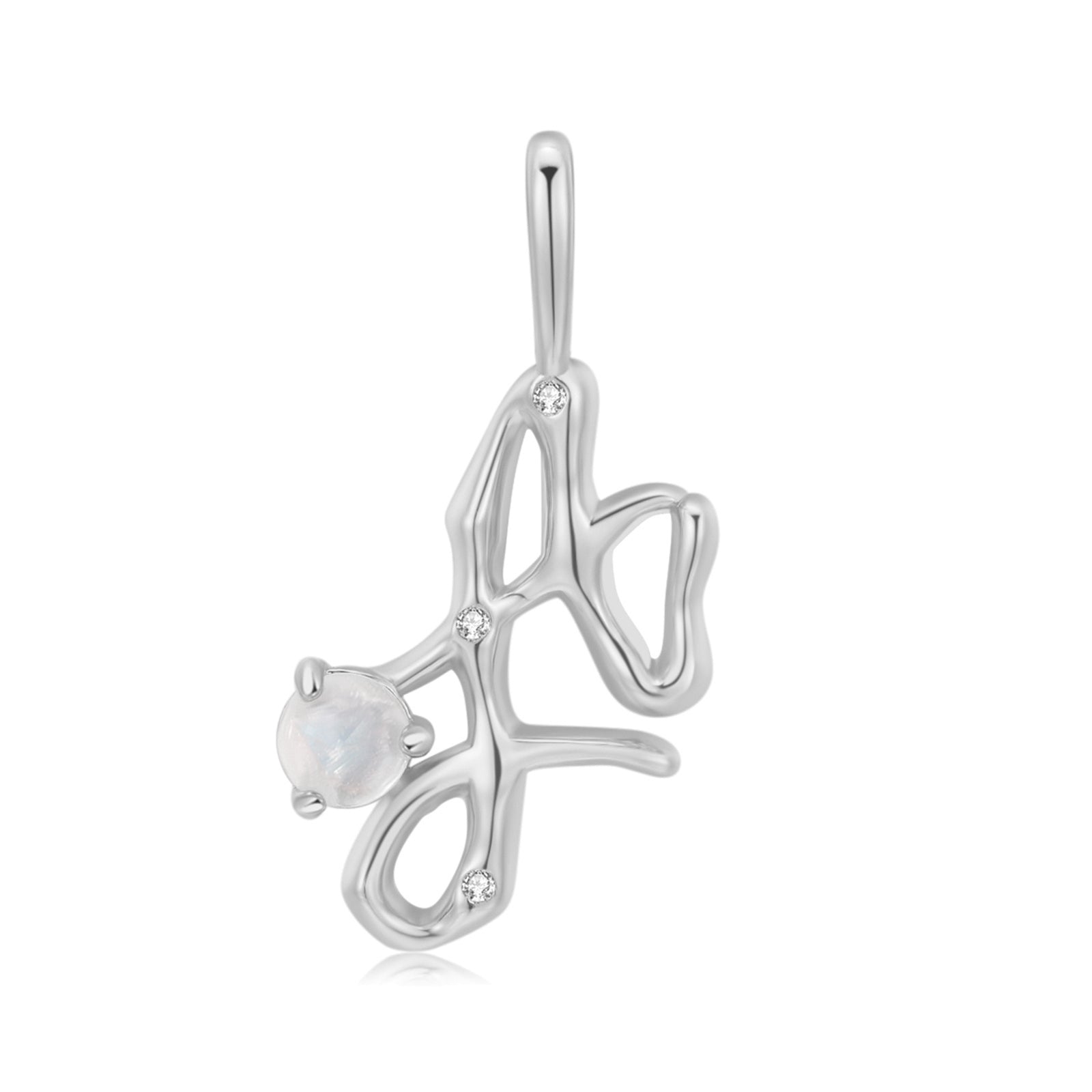 Moonstone Silver Letter Pendant - A to Z