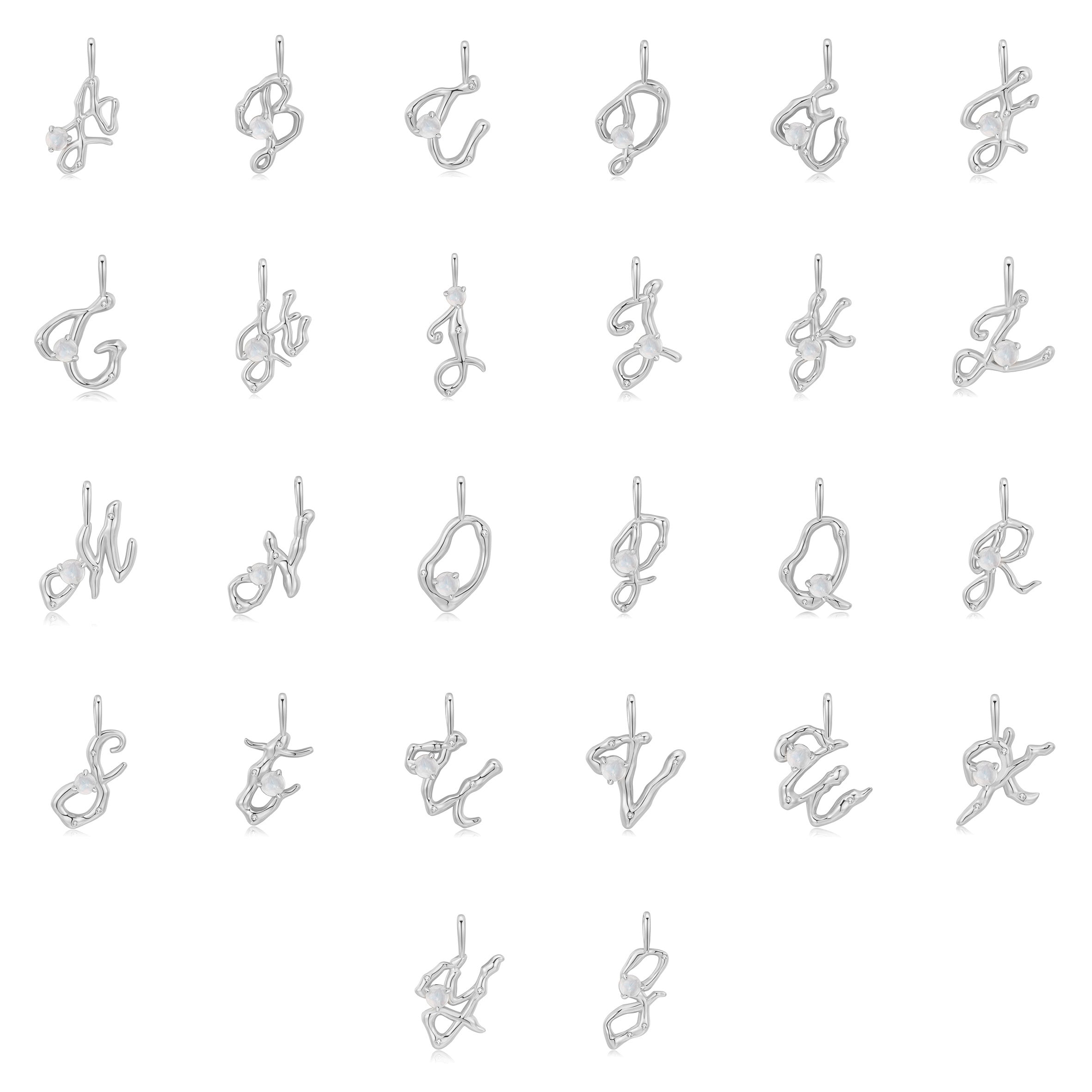 Moonstone Silver Letter Pendant - A to Z