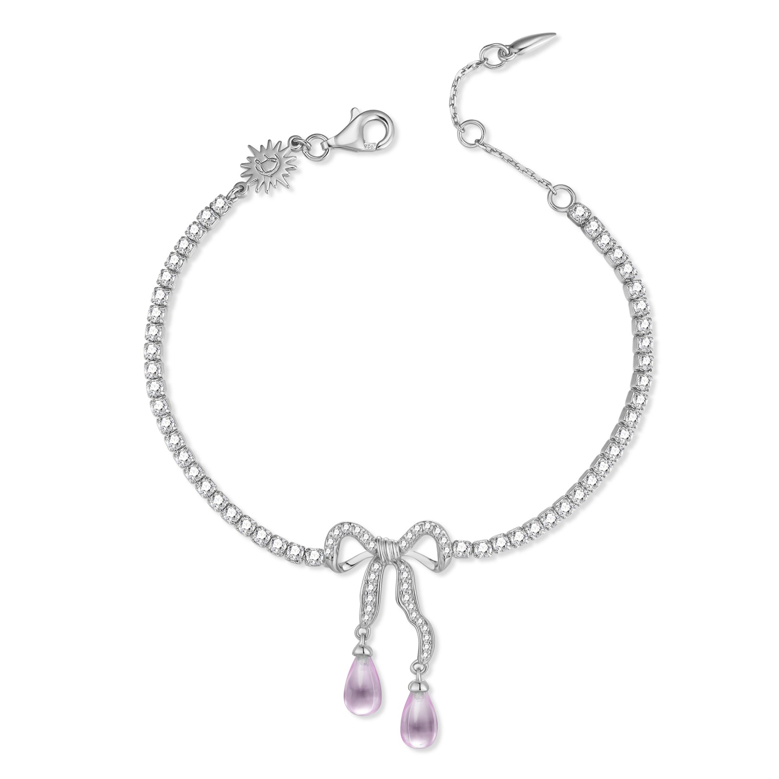 Amethyst Silver Bow Tennis Bracelet - Alice