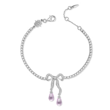 Amethyst Silver Bow Tennis Bracelet - Alice