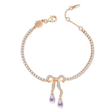 Amethyst Gold Bow Tennis Bracelet - Alice