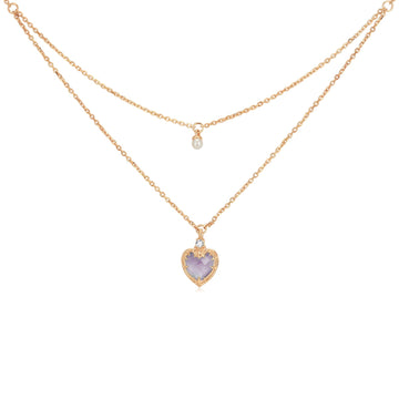 Lavender Quartz & Pearl Gold Layered Necklace - Miracle