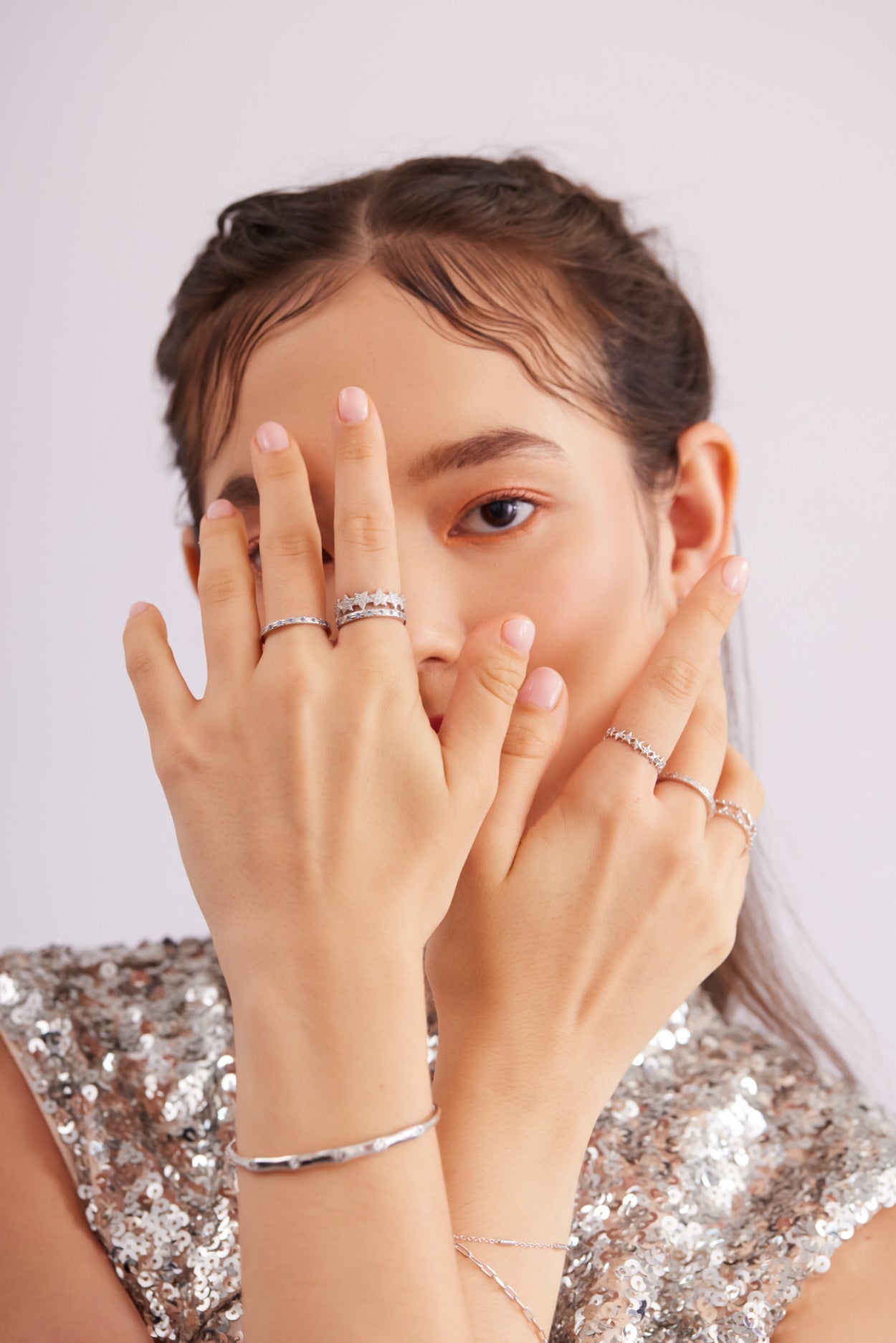Baby Blue Silver Dainty Ring - Celestial