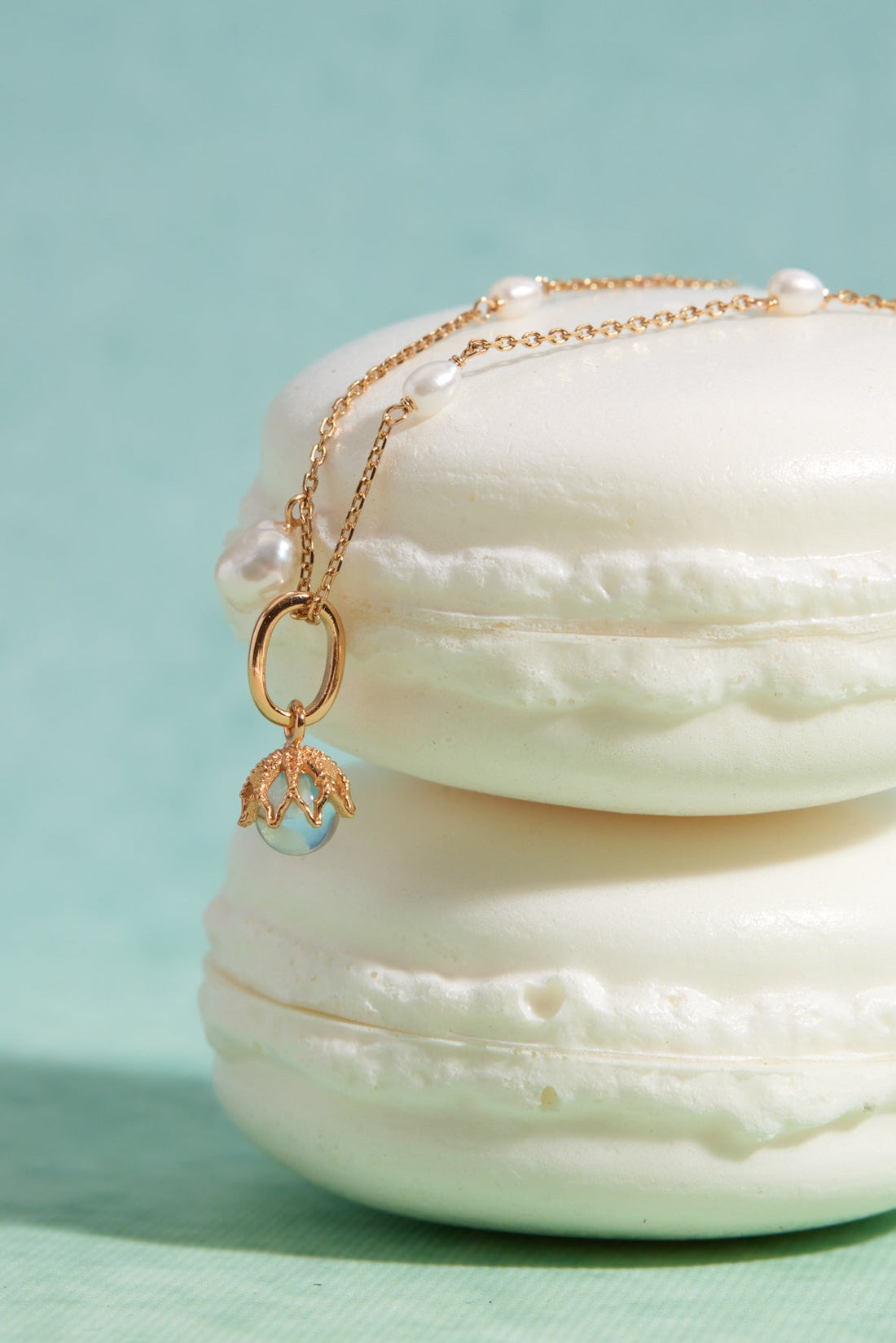 Blue Topaz Gold Floral Charm - Wildflower