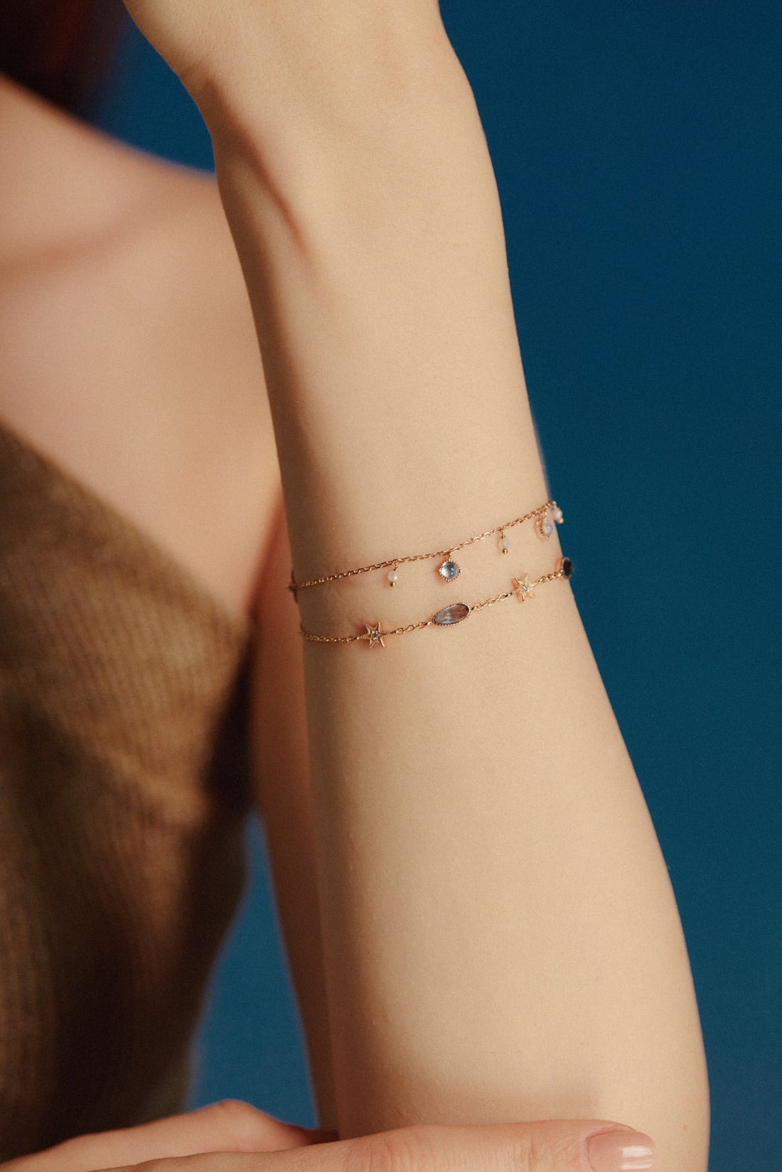 Blue Topaz Gold Star Bracelet - Lullaby