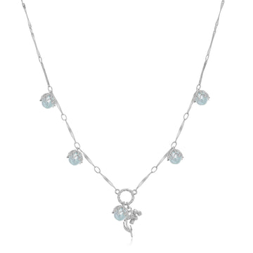 Blue Topaz Silver Dangle Choker - Lily of the Valley