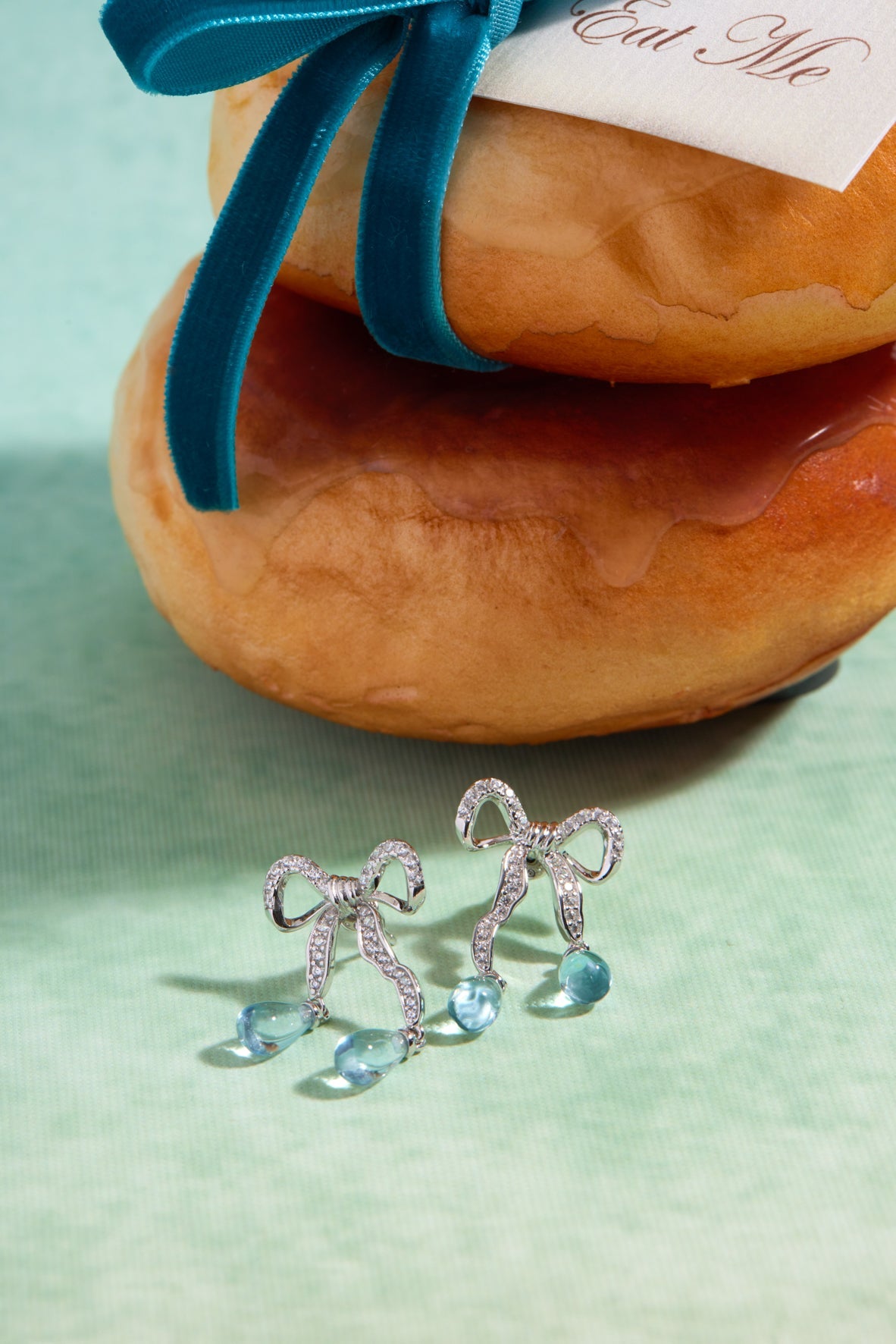 Blue Topaz Silver Bow Dangle Earrings - Alice