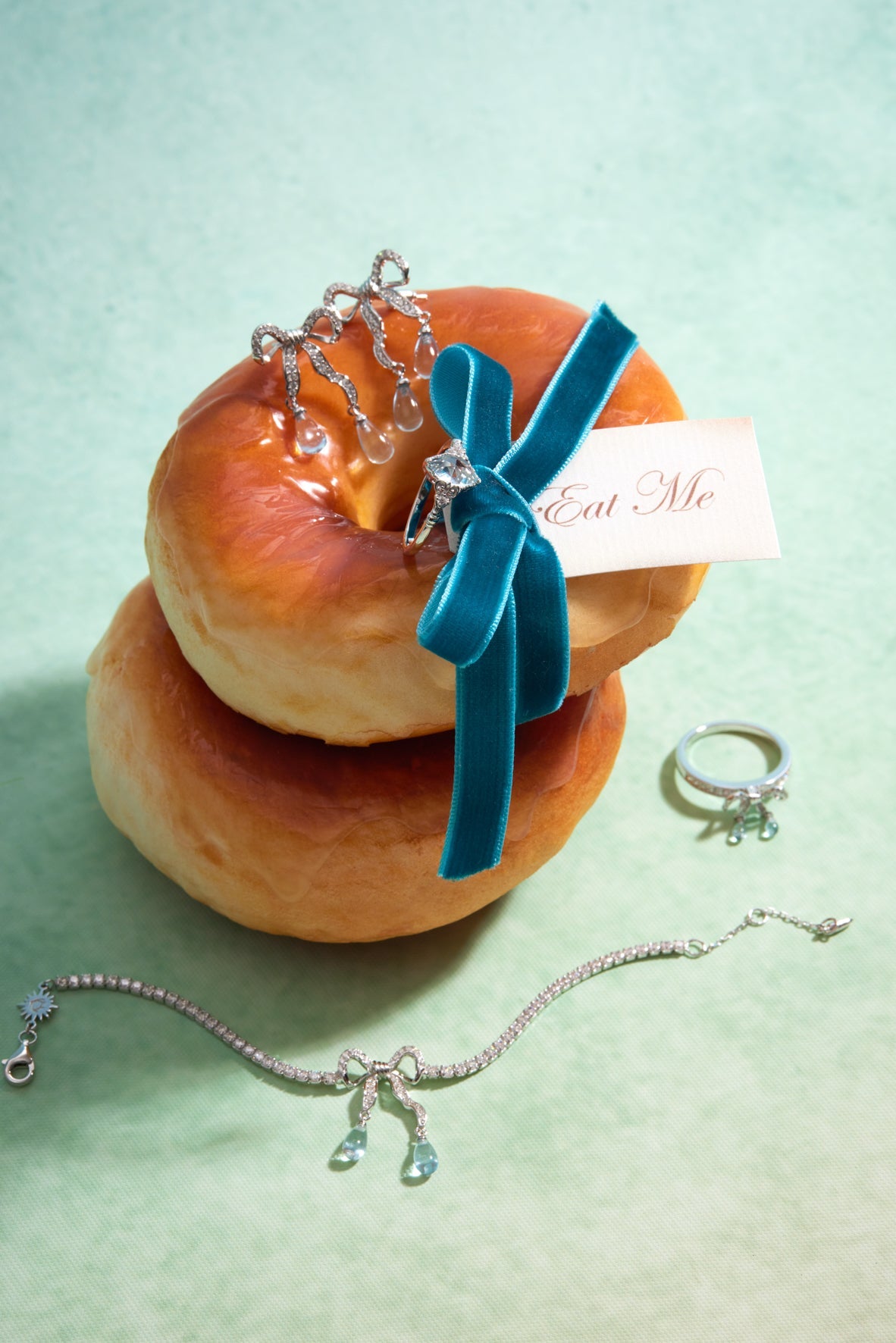 Blue Topaz Silver Bow Tennis Bracelet - Alice