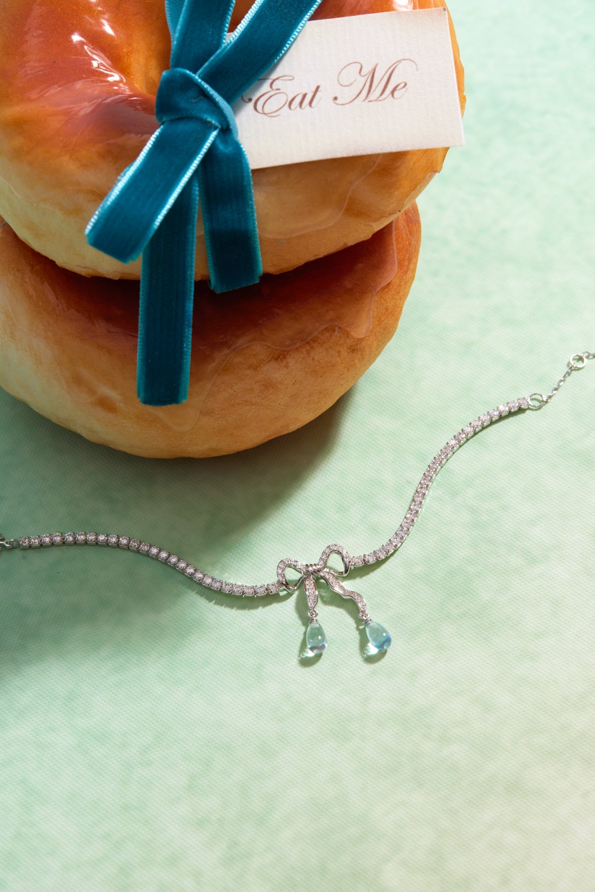 Blue Topaz Silver Bow Tennis Bracelet - Alice