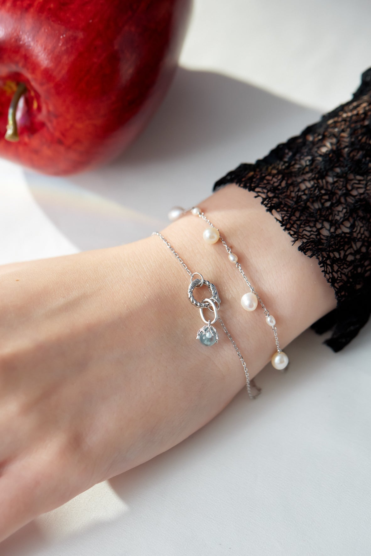 Blue Topaz Silver Floral Charm - Wildflower