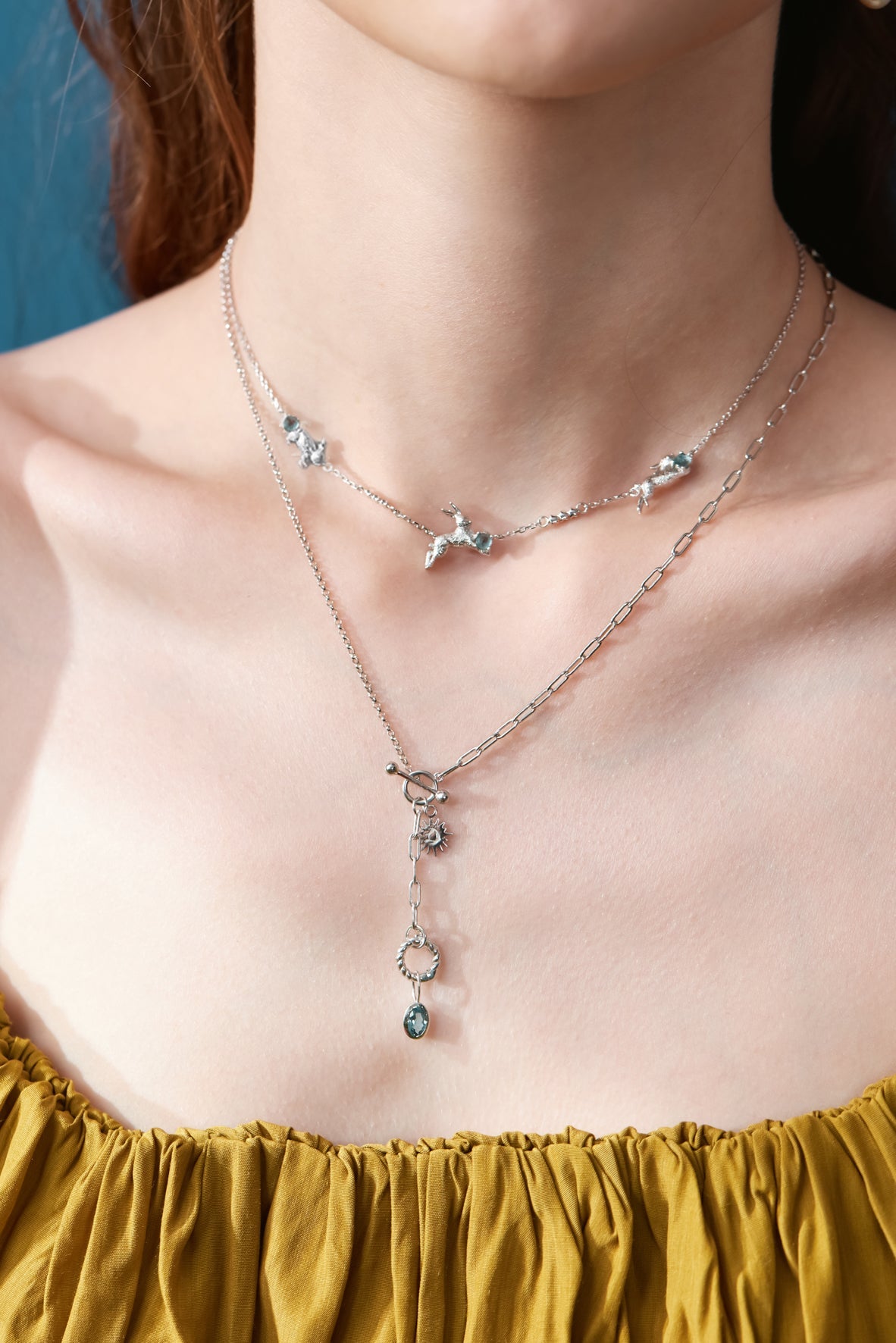 Oval Blue Topaz Silver Pendant