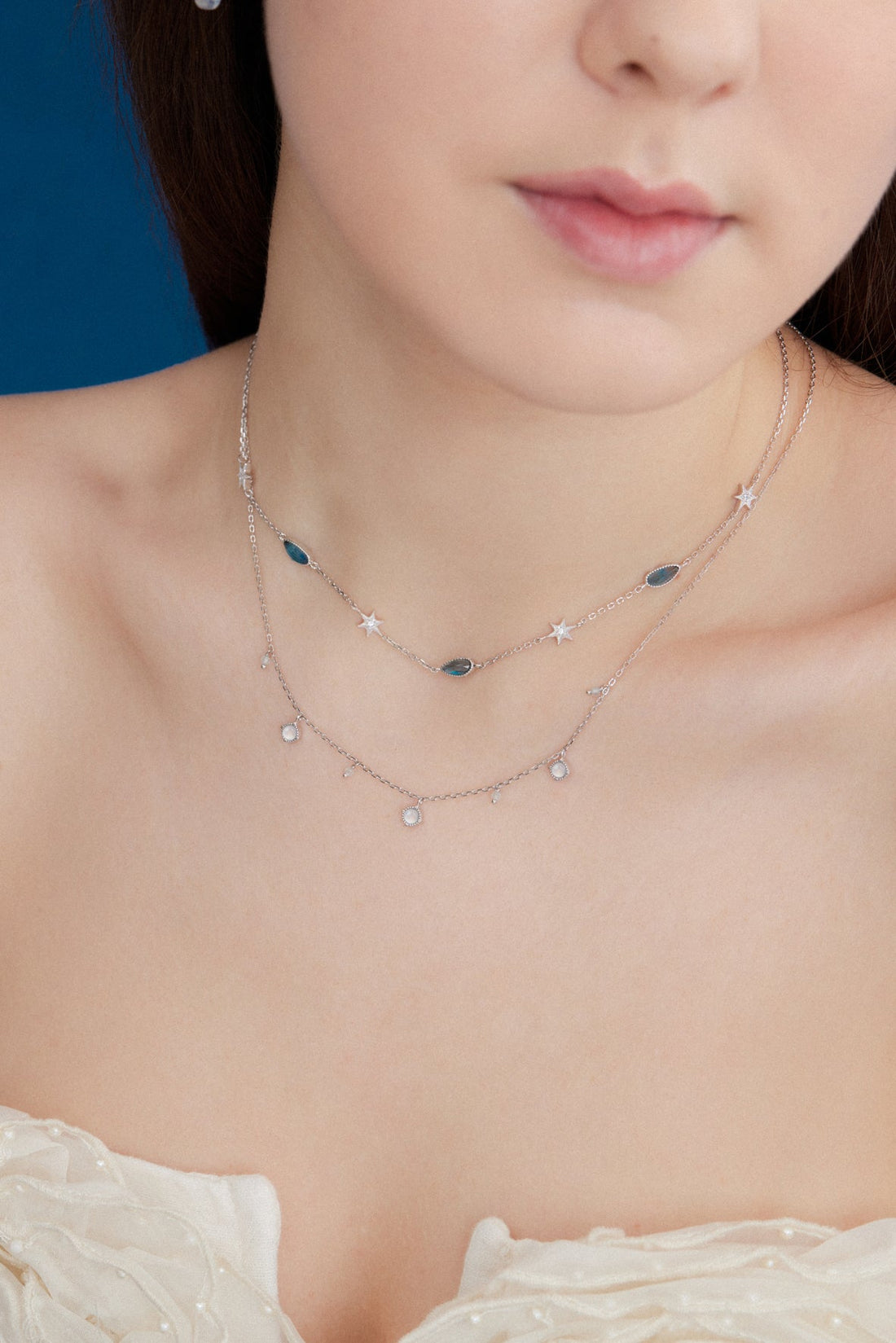 Blue Topaz Silver Star Choker - Lullaby