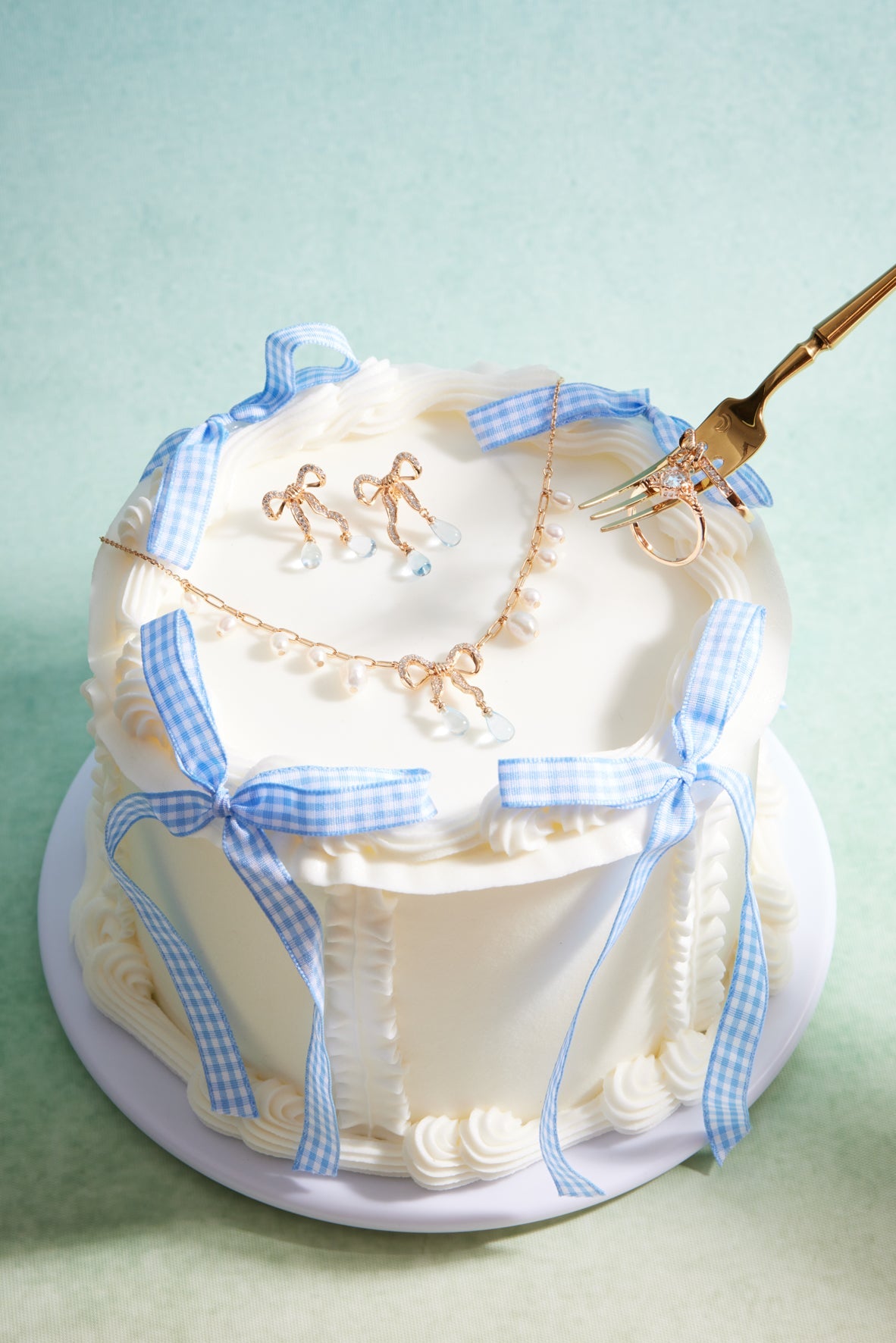 Blue Topaz Gold Bow Dangle Earrings - Alice