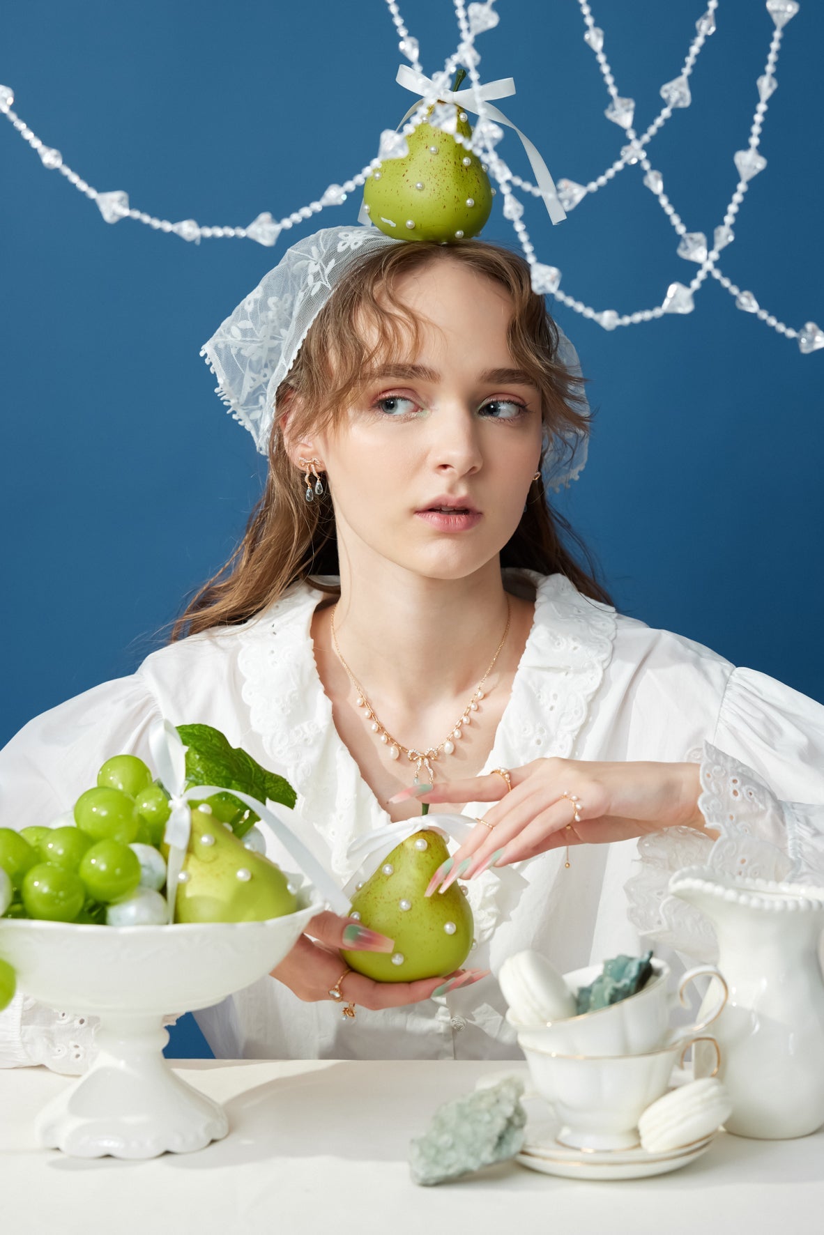 Blue Topaz Gold Bow Dangle Earrings - Alice