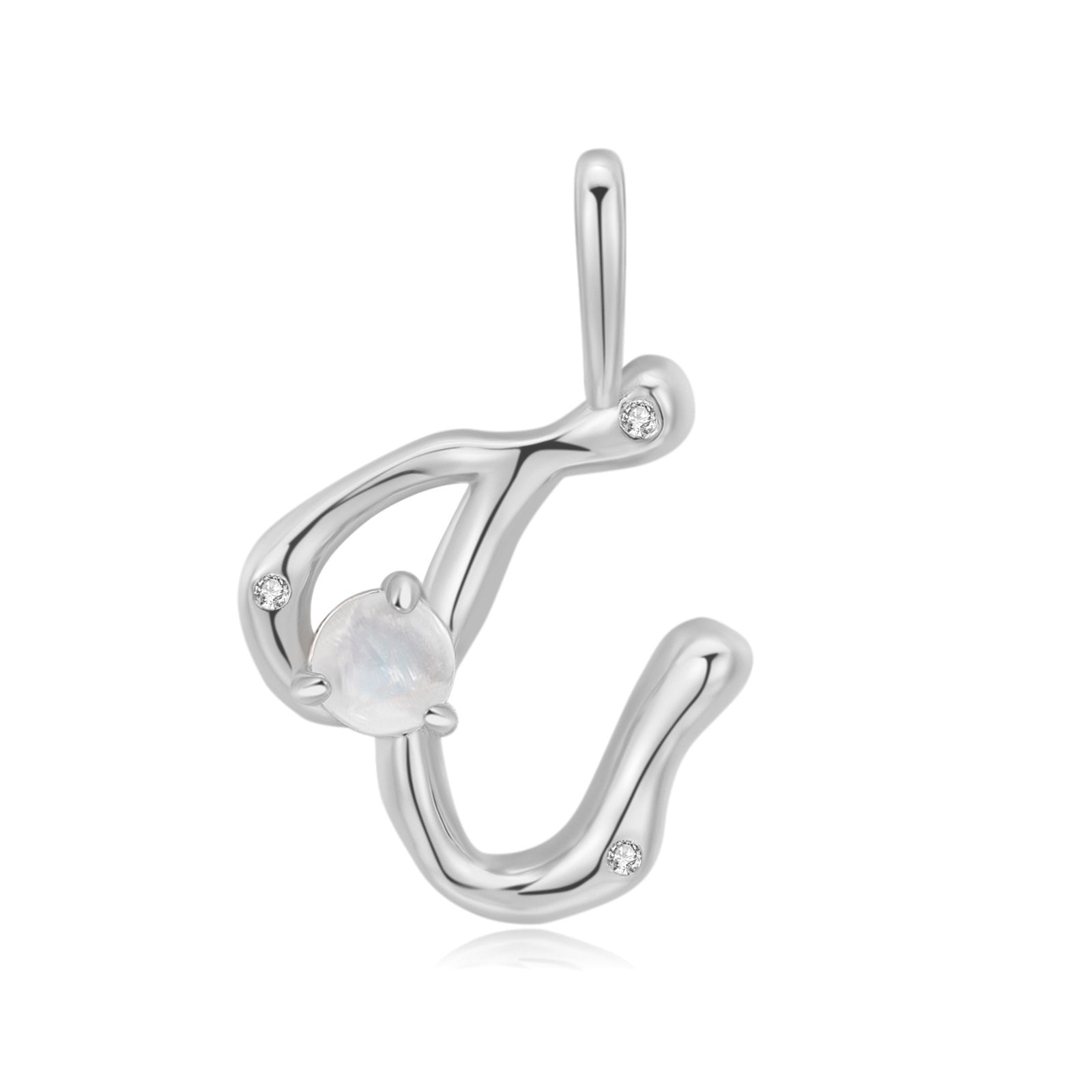 Moonstone Silver Letter Pendant - A to Z