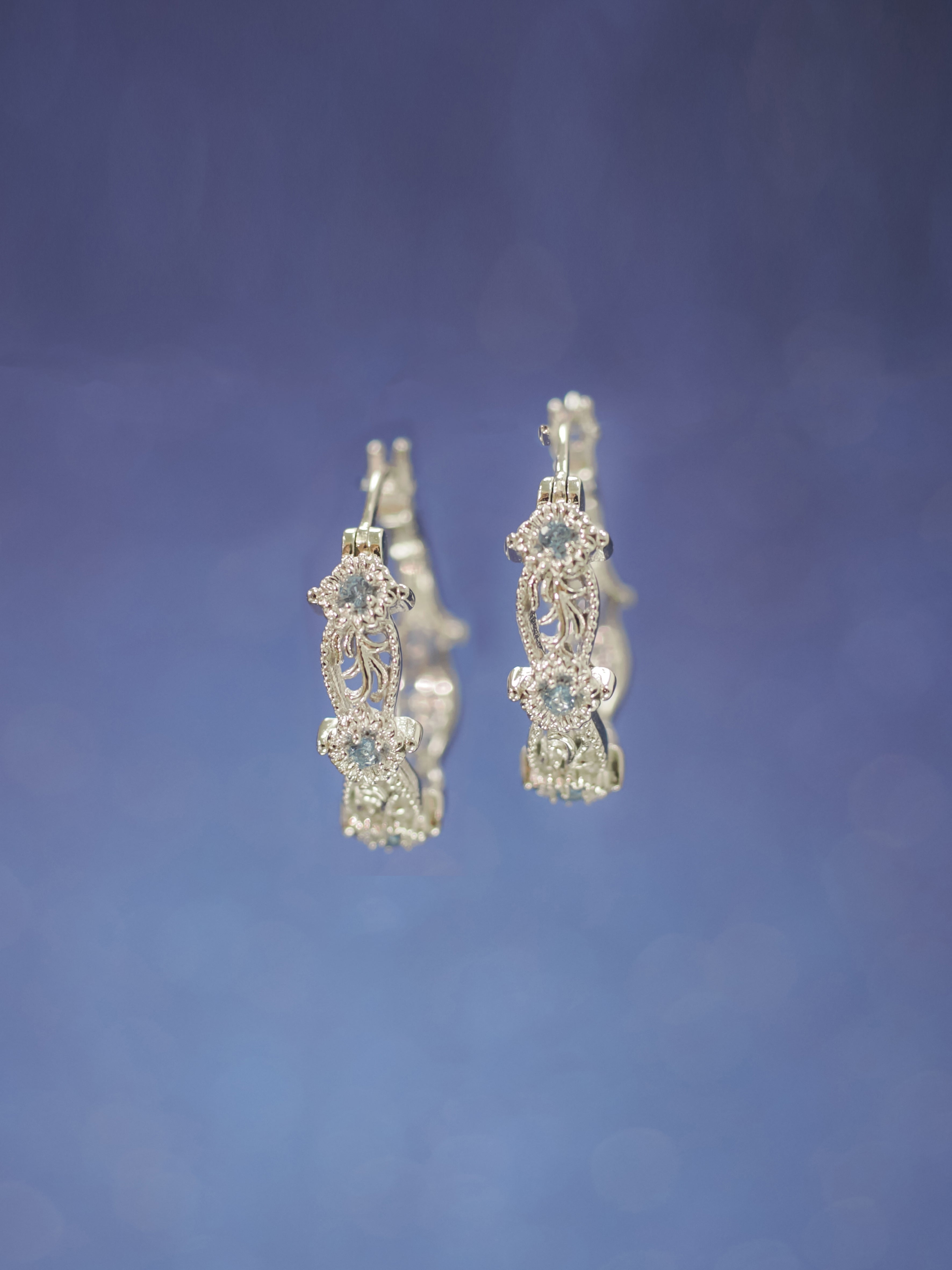 Silver Floral Hoop Earrings - Aster