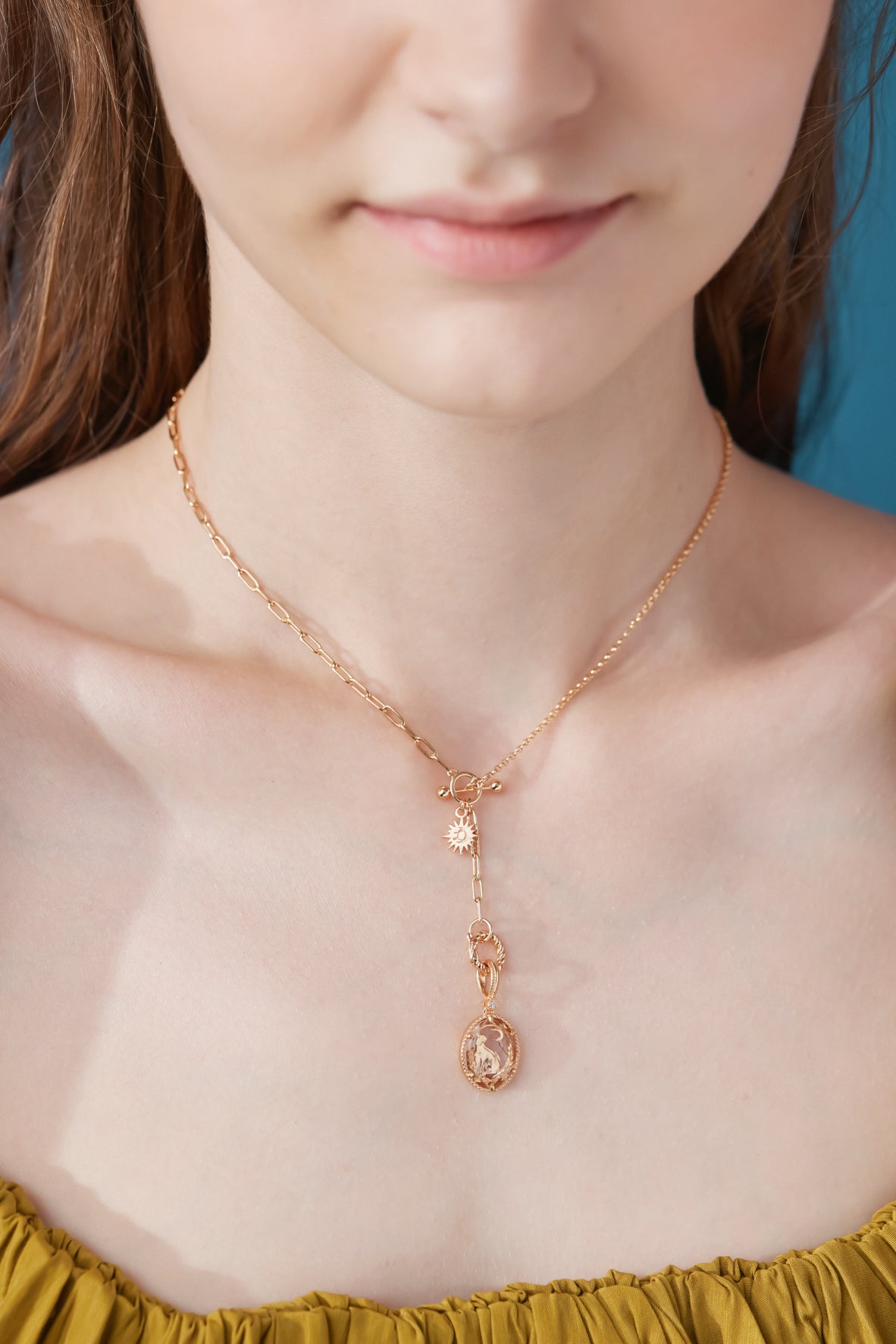 Clear Quartz Gold Pendant - Cheshire Cat