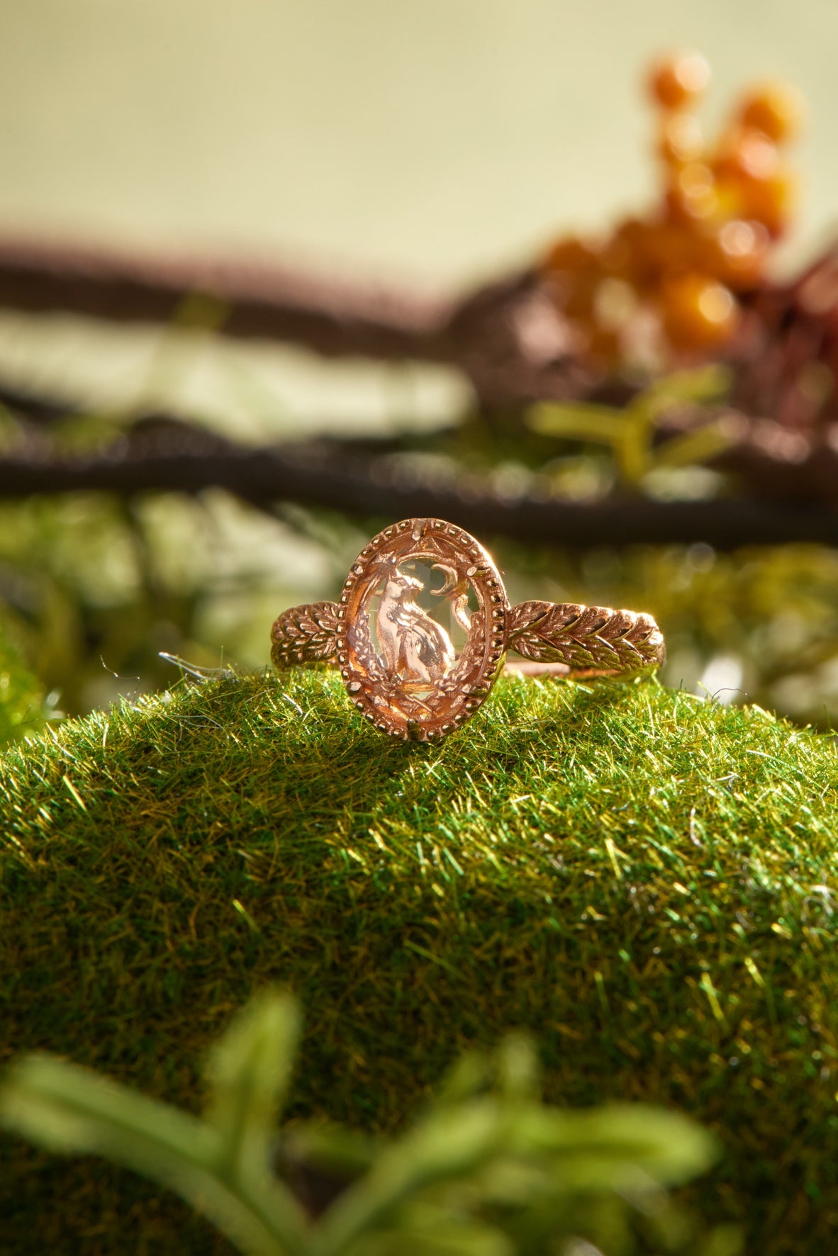 Clear Quartz Gold Ring - Cheshire Cat