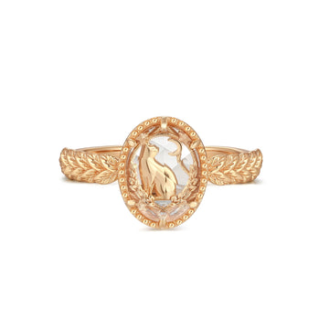 Clear Quartz Gold Ring - Cheshire Cat